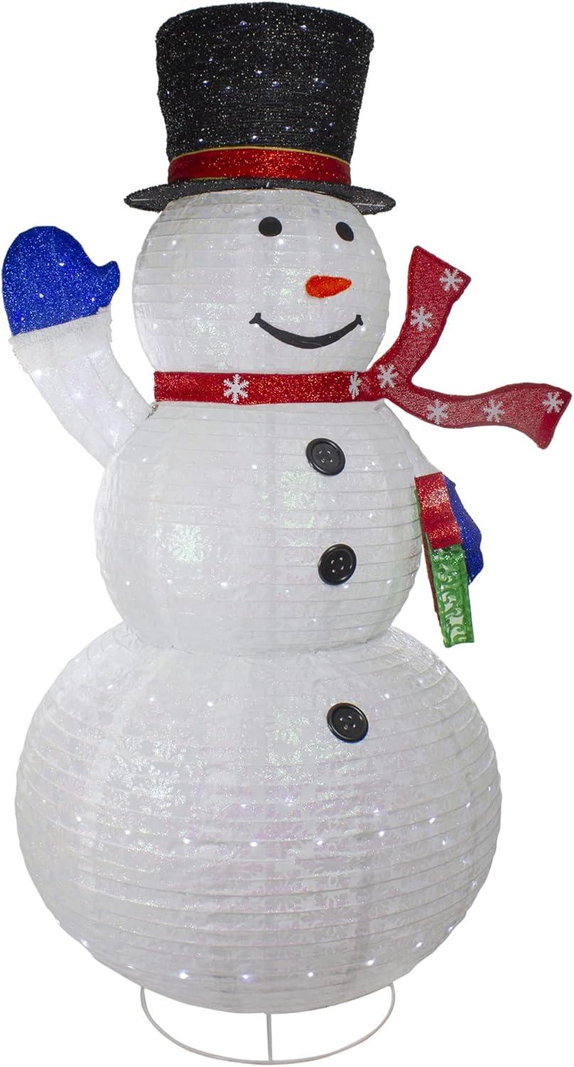 71" LED Lighted White Iridescent Twinkling Snowman Outdoor Christmas Decoration