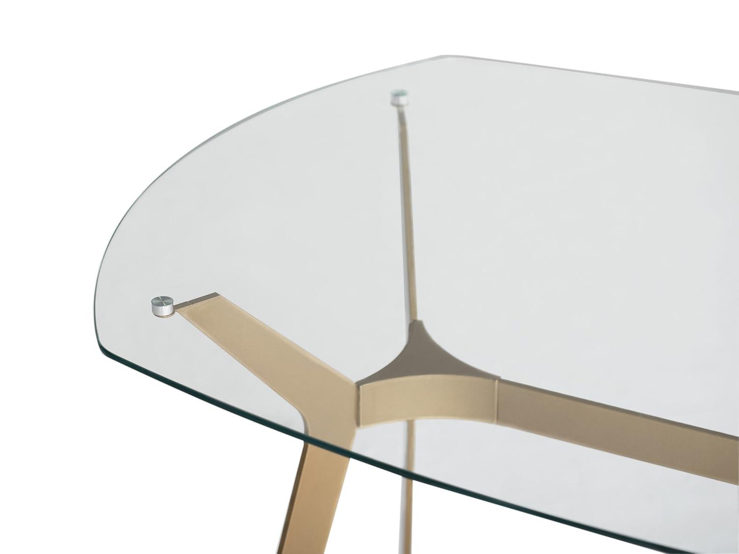 Fleischmanns Oval Glass Top Metal Base Writing Desk
