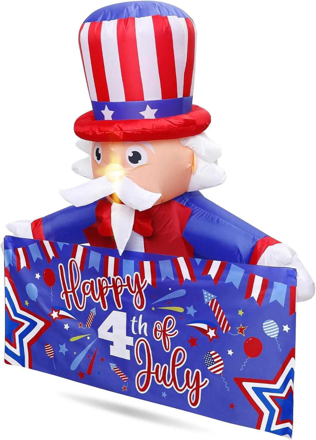 Gemmy Airblown Inflatable Uncle Sam, 4 ft Tall, Blue