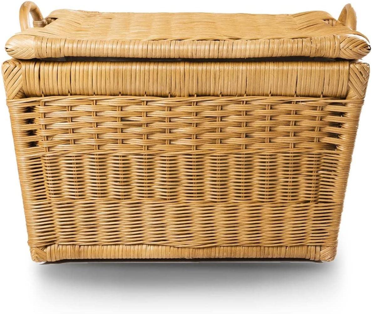 DaiZuY Lift-Off Lid Wicker Storage Basket, Medium, 20 in L x 15 in W x 14 in H, Sandstone