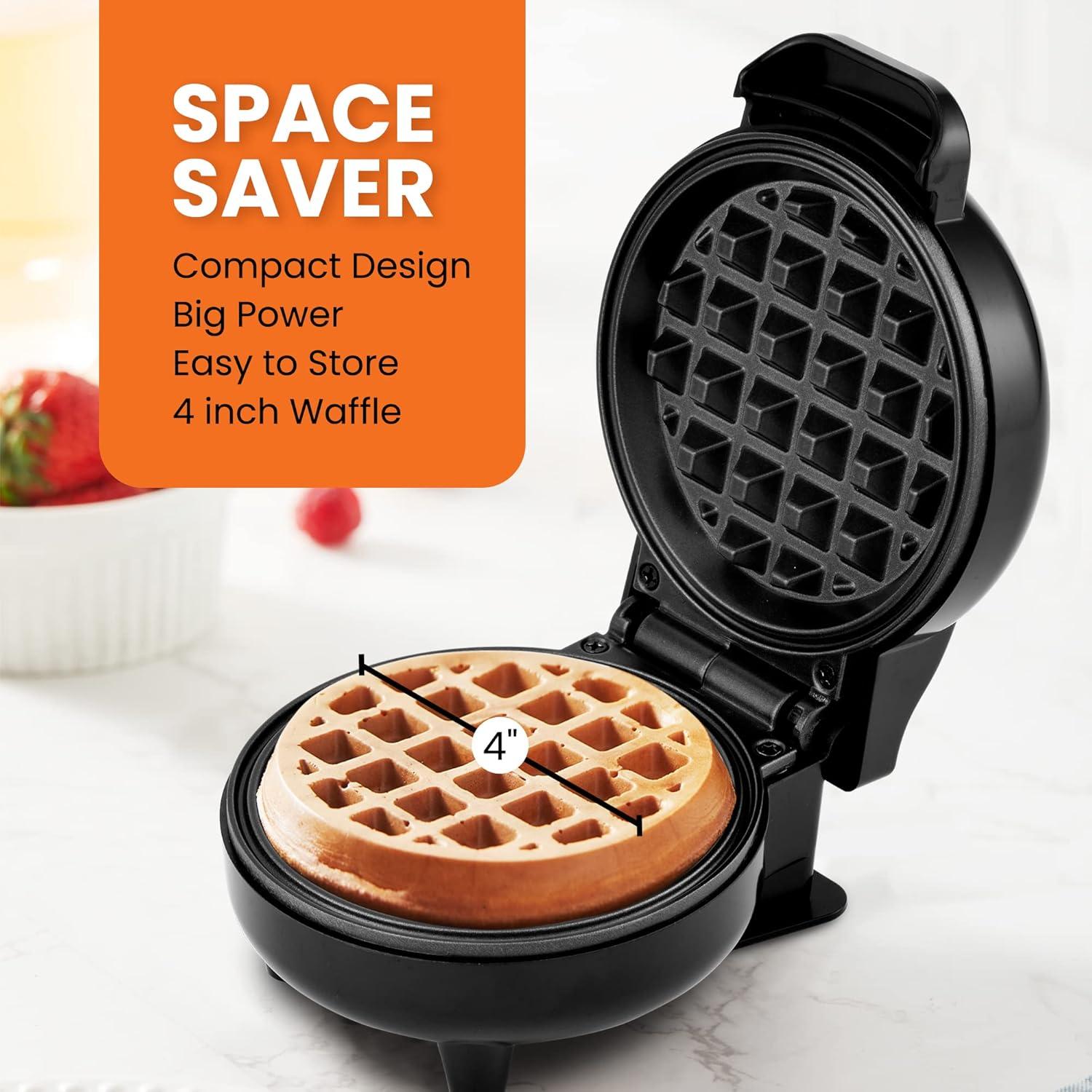 Elite Gourmet Mini Waffle Maker, Black