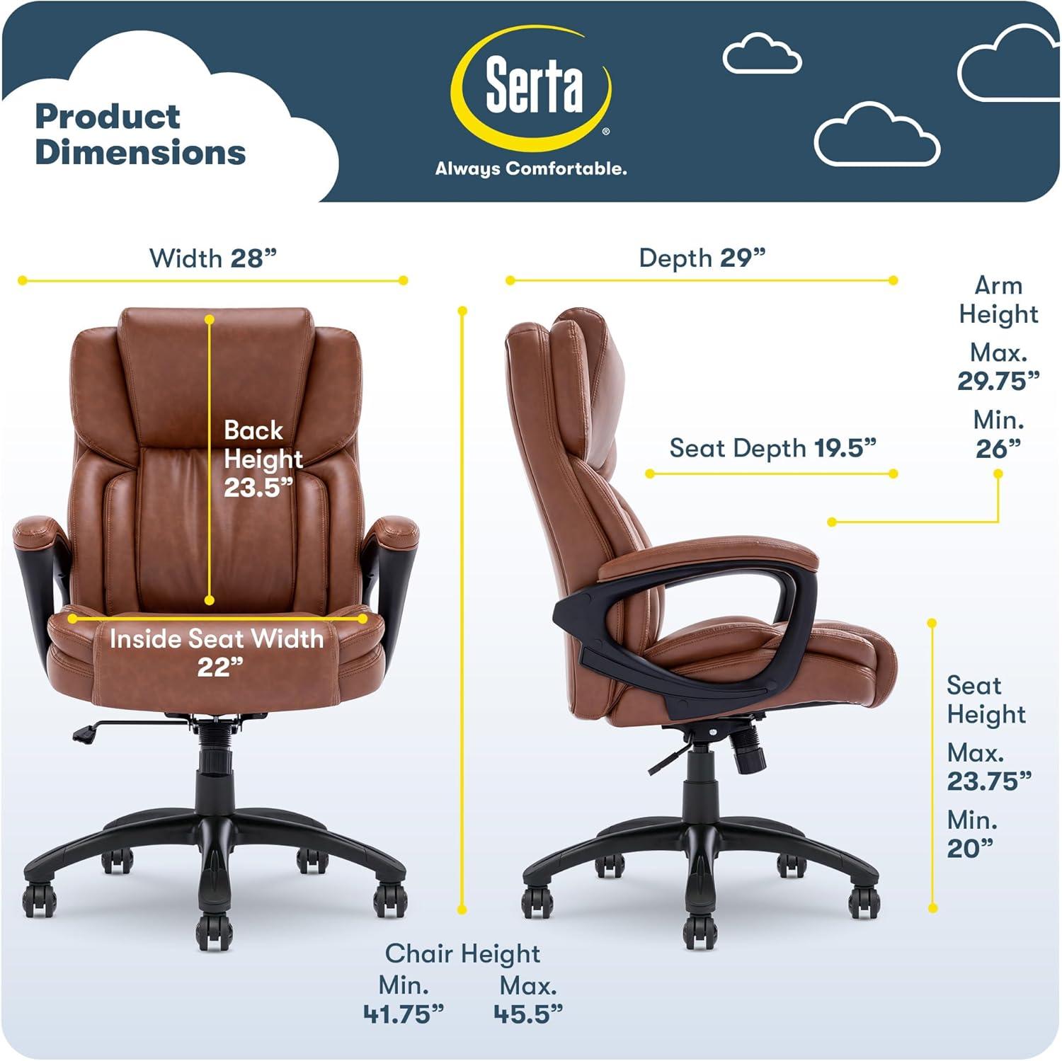 Serta Garret Ergonomic Executive Office Chair with Layered Body Pillows