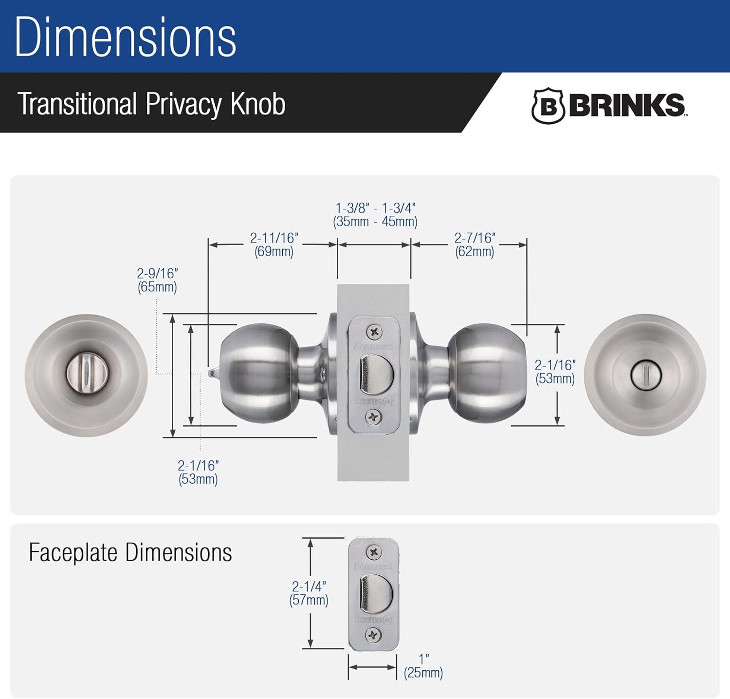 Brinks Raleigh Series Privacy Transitional Ball Knob