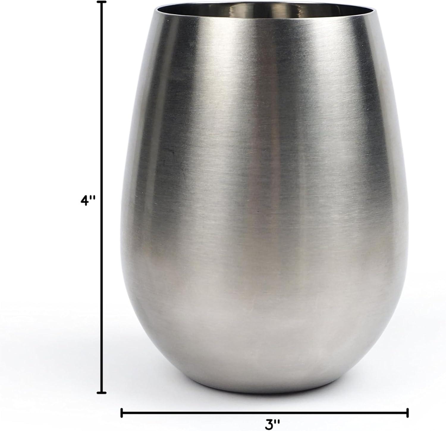 11 oz Brushed Stainless Steel Stemless Wine Glass