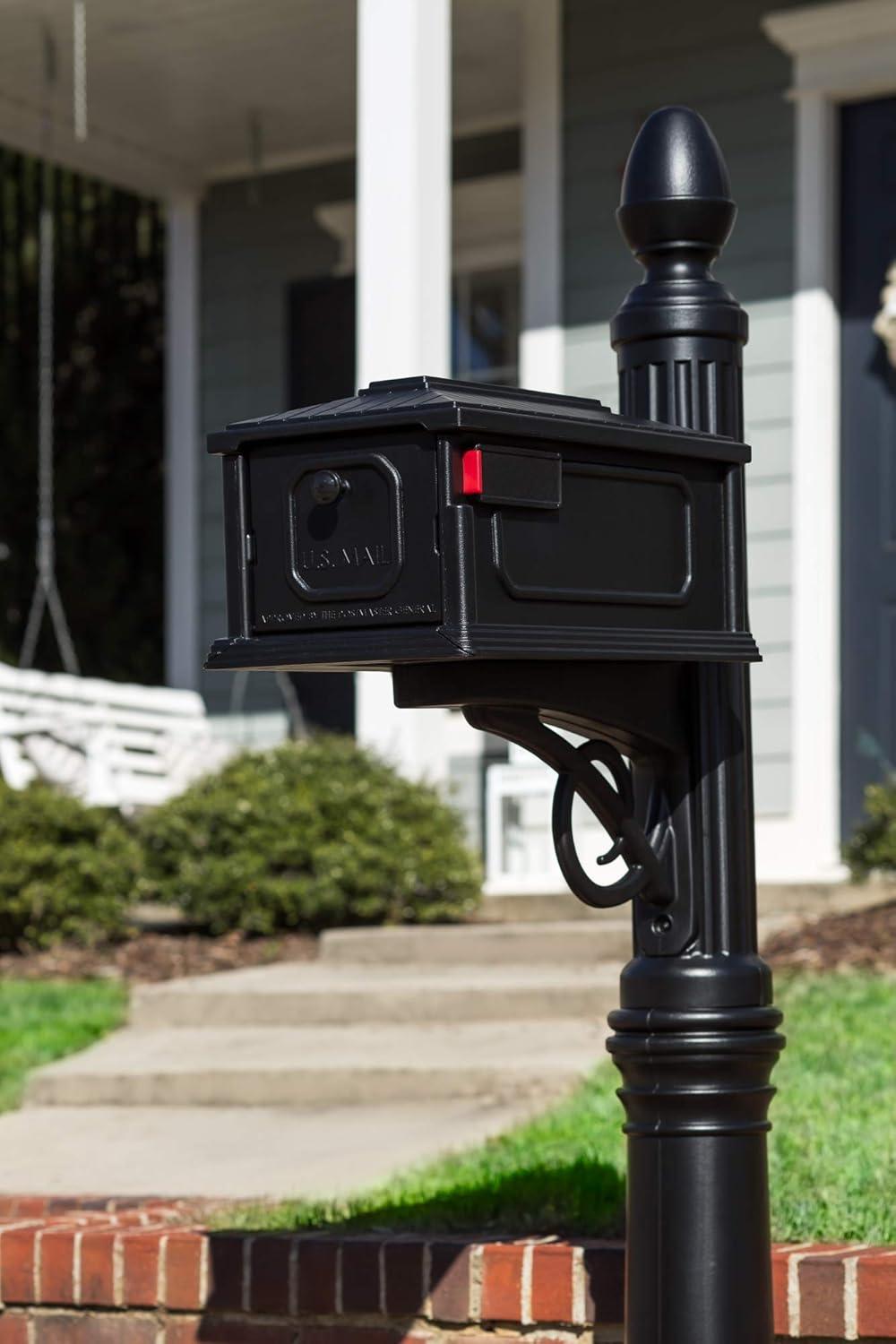 Stratford Black Plastic Mailbox and Post Combo