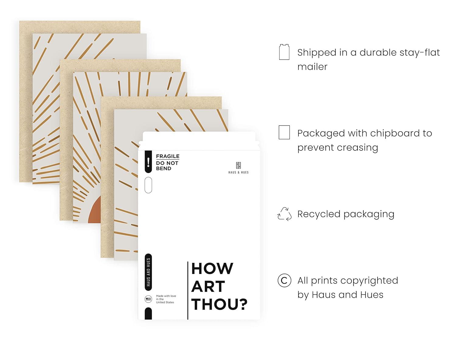 HAUS AND HUES Boho Art, Boho Pictures - Boho Pictures Wall Decor, Boho Posters, Scandinavian Wall Art, Sun Wall Art, Terracotta Wall Art Southwestern Decor Wall Art Mid Century Art (12x16 UNFRAMED)