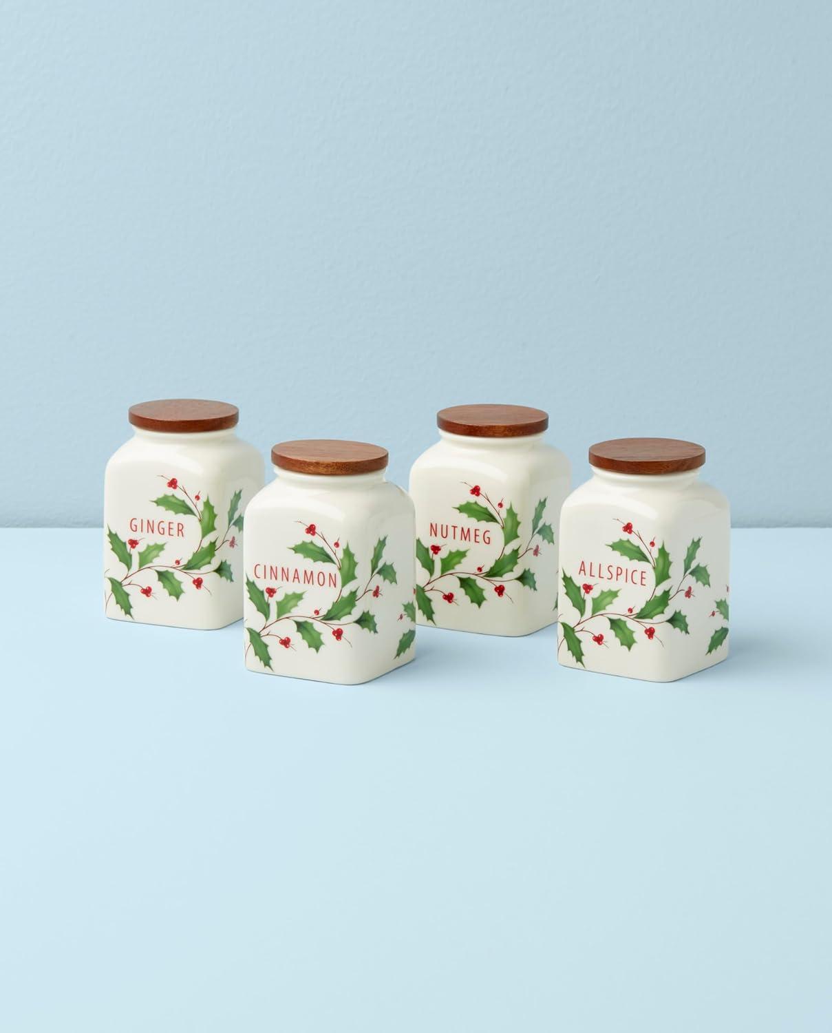 Holiday Baking Spice Jars, Set Of 4