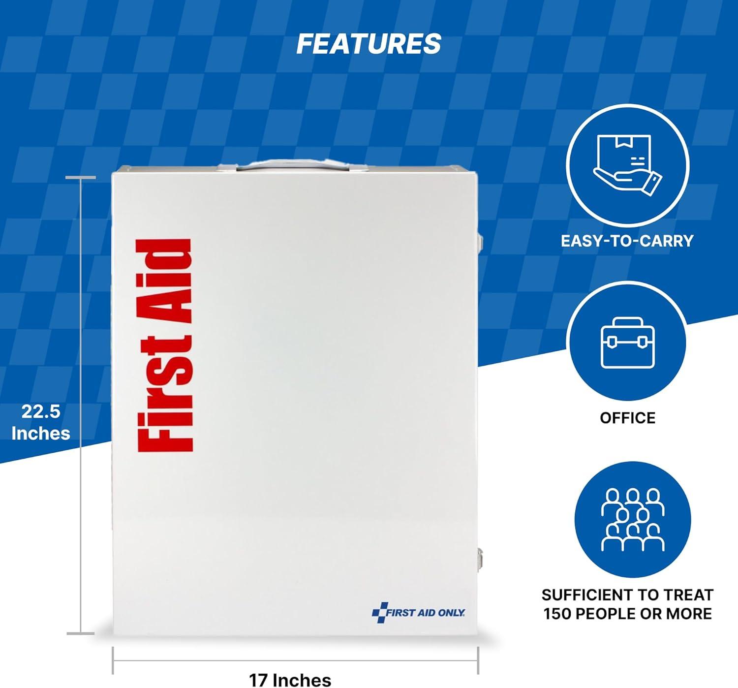 First Aid Only XL SmartCompliance General Business First Aid Cabinet without Medications, Metal, White