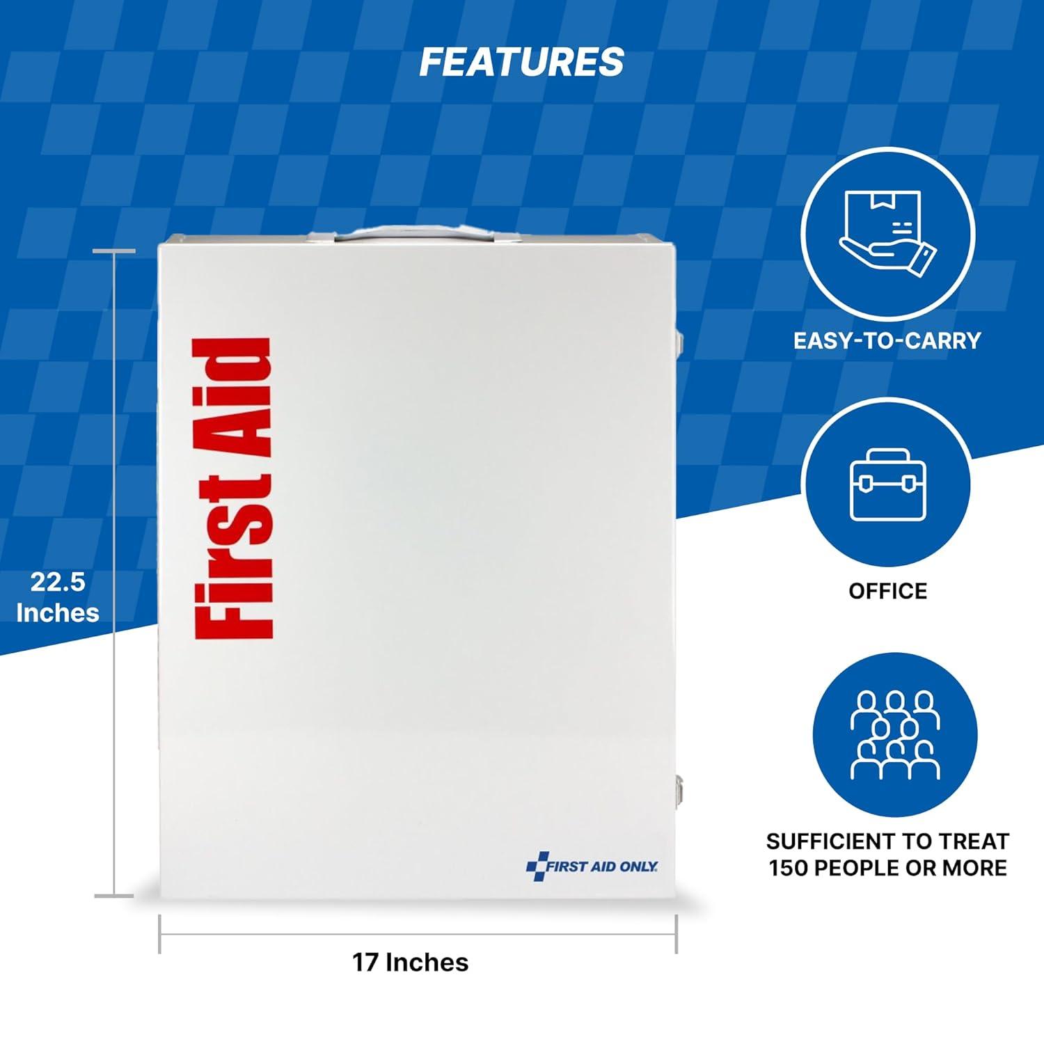 First Aid Only XL SmartCompliance General Business First Aid Cabinet without Medications, Metal, White