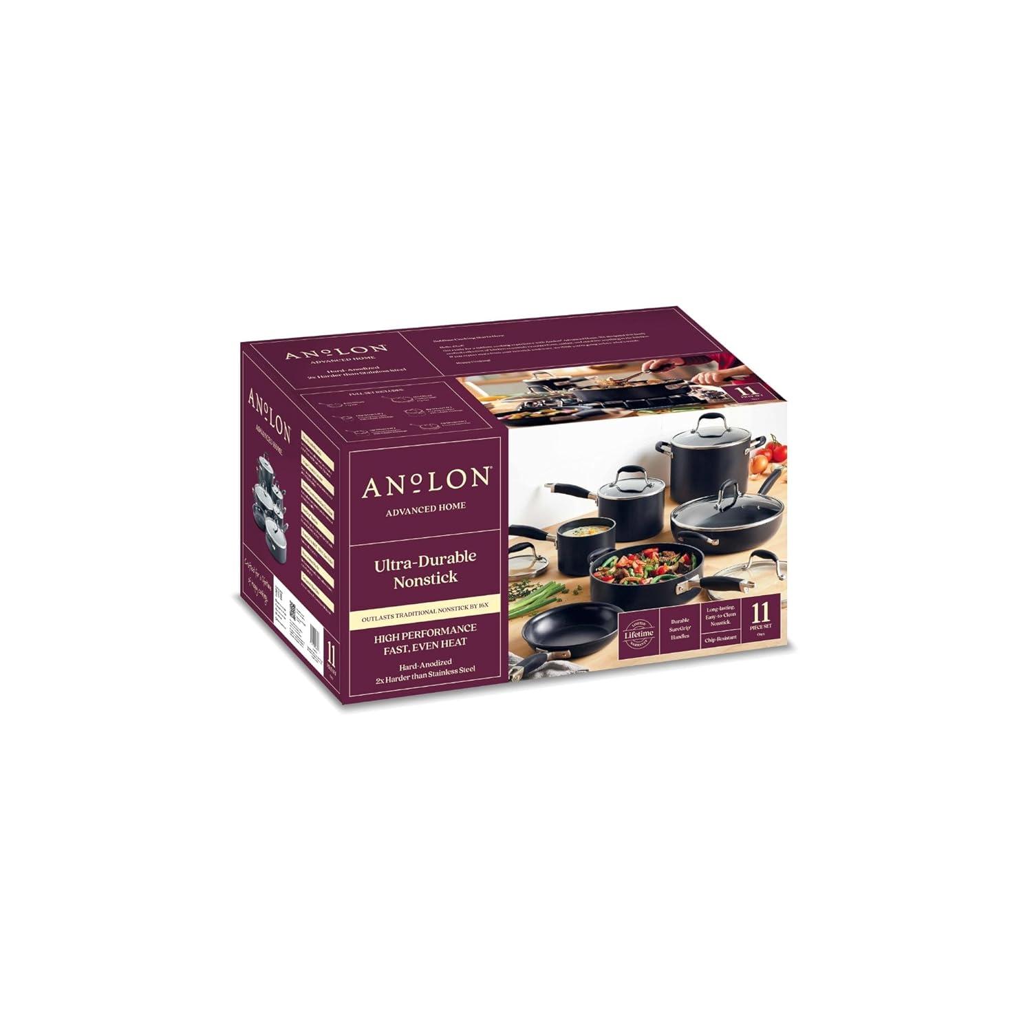Anolon Anolon Advanced Home Hard Anodized Nonstick Cookware Set, 11 Piece