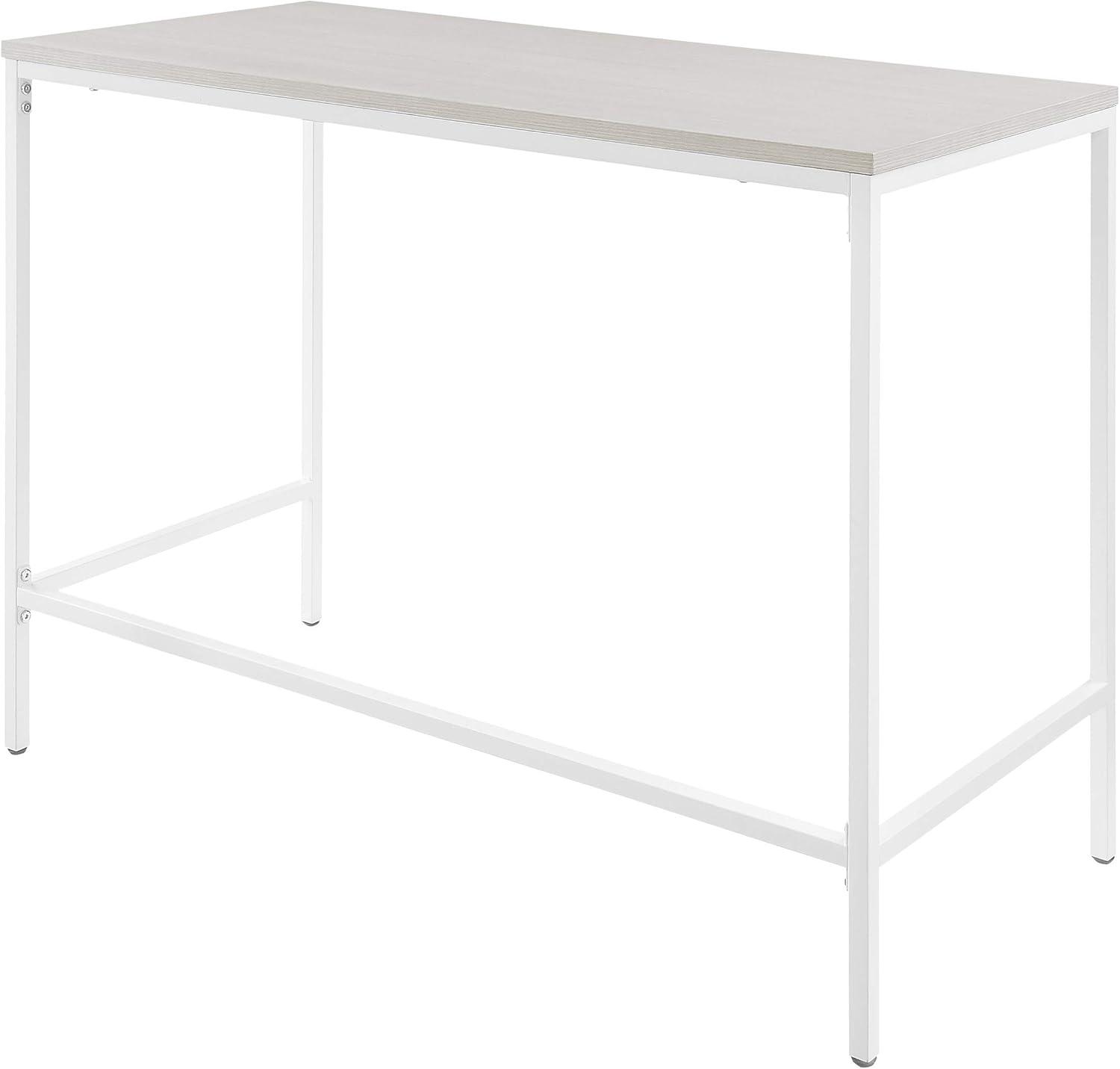 Contempo White Oak 41.7" Home Office Desk with Steel Legs and Drawer