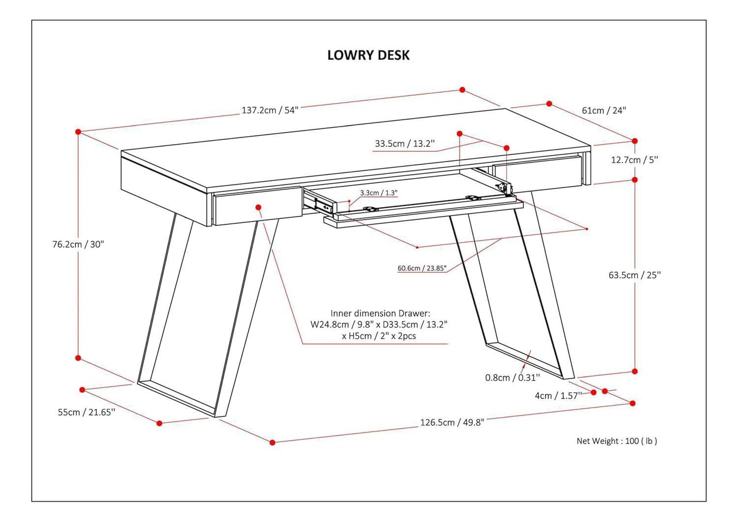 Simpli Home Lowry Solid Wood Desk