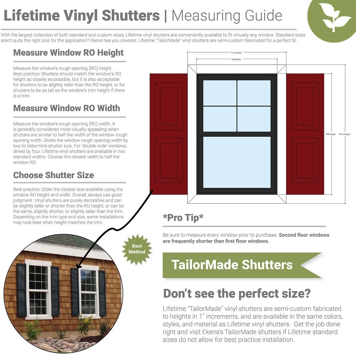 14 3/4"W x 43"H Lifetime Vinyl, Standard Two Equal Panels, Raised Panel Shutters, w/Installation Shutter-Lok's & Matching Screws (Per Pair), Wedgewood Blue