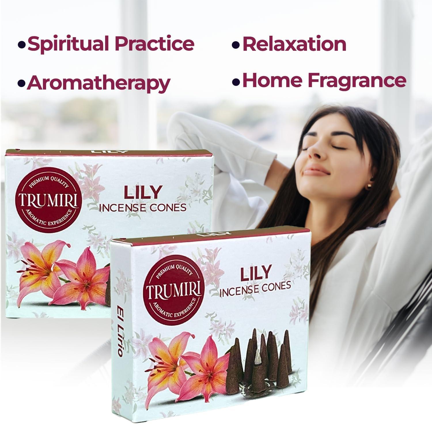 Lily Incense Cones - Total 20 Cone Incense - Dual Pack of 10 Insence Cones - Incense Cones Scented - Cone Incense Scents - Insense Cones - Incent Cone