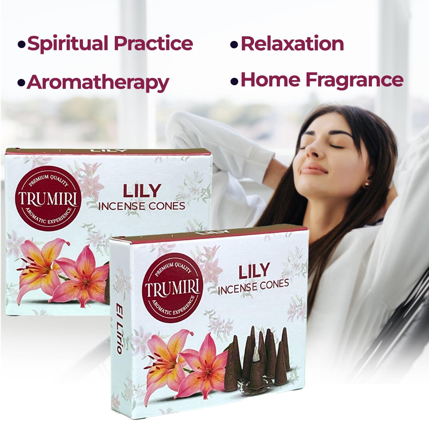 Lily Incense Cones - Total 20 Cone Incense - Dual Pack of 10 Insence Cones - Incense Cones Scented - Cone Incense Scents - Insense Cones - Incent Cone