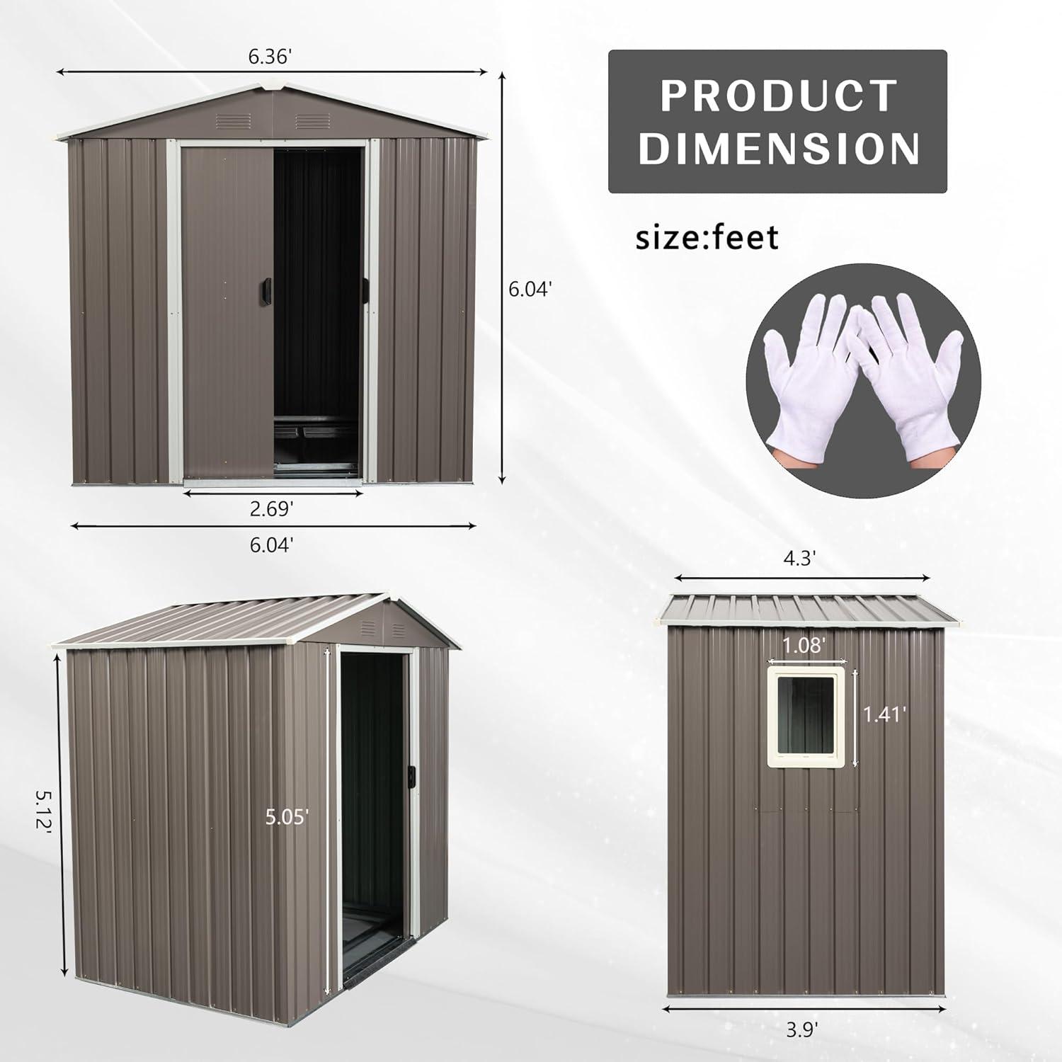 Mondawe 6x5FT Outdoor Storage Shed, Garden Shed with Updated Frame Structure and Lockable Doors, Metal Tool Sheds for Backyard Garden Patio Lawn, Gray