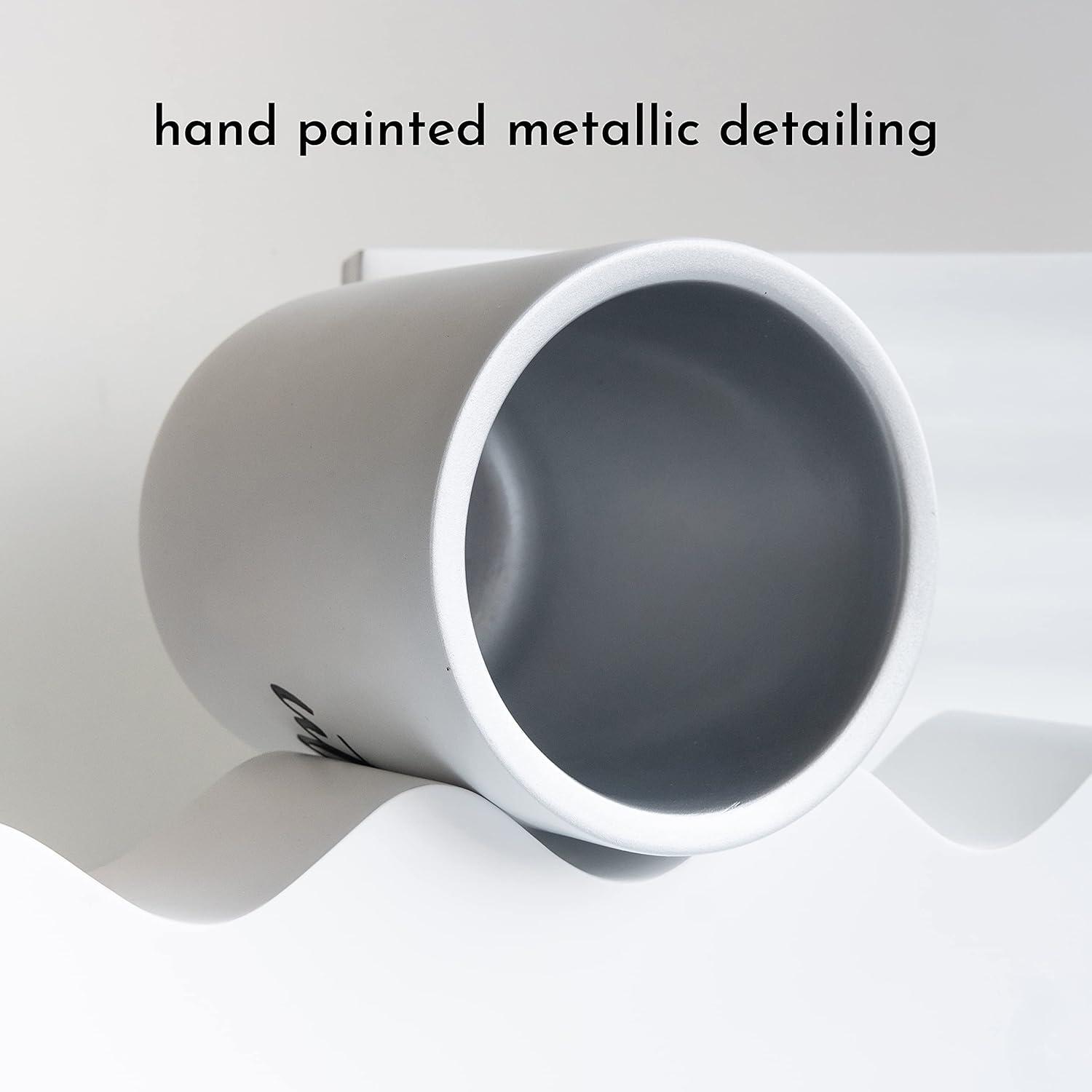 Styled Settings White & Silver Cement Utensil Holder