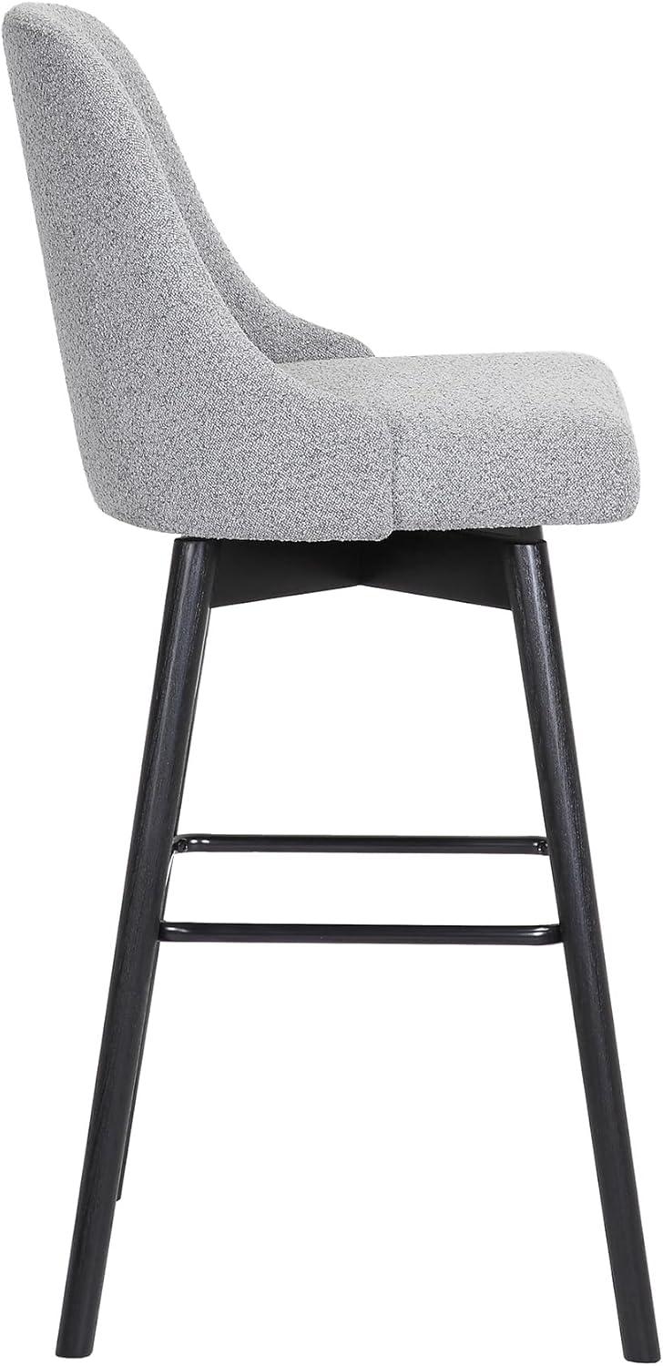 Armen Living Indoor Sicily 26" Swivel Black Wood Counter Stool in Gray Faux Leather