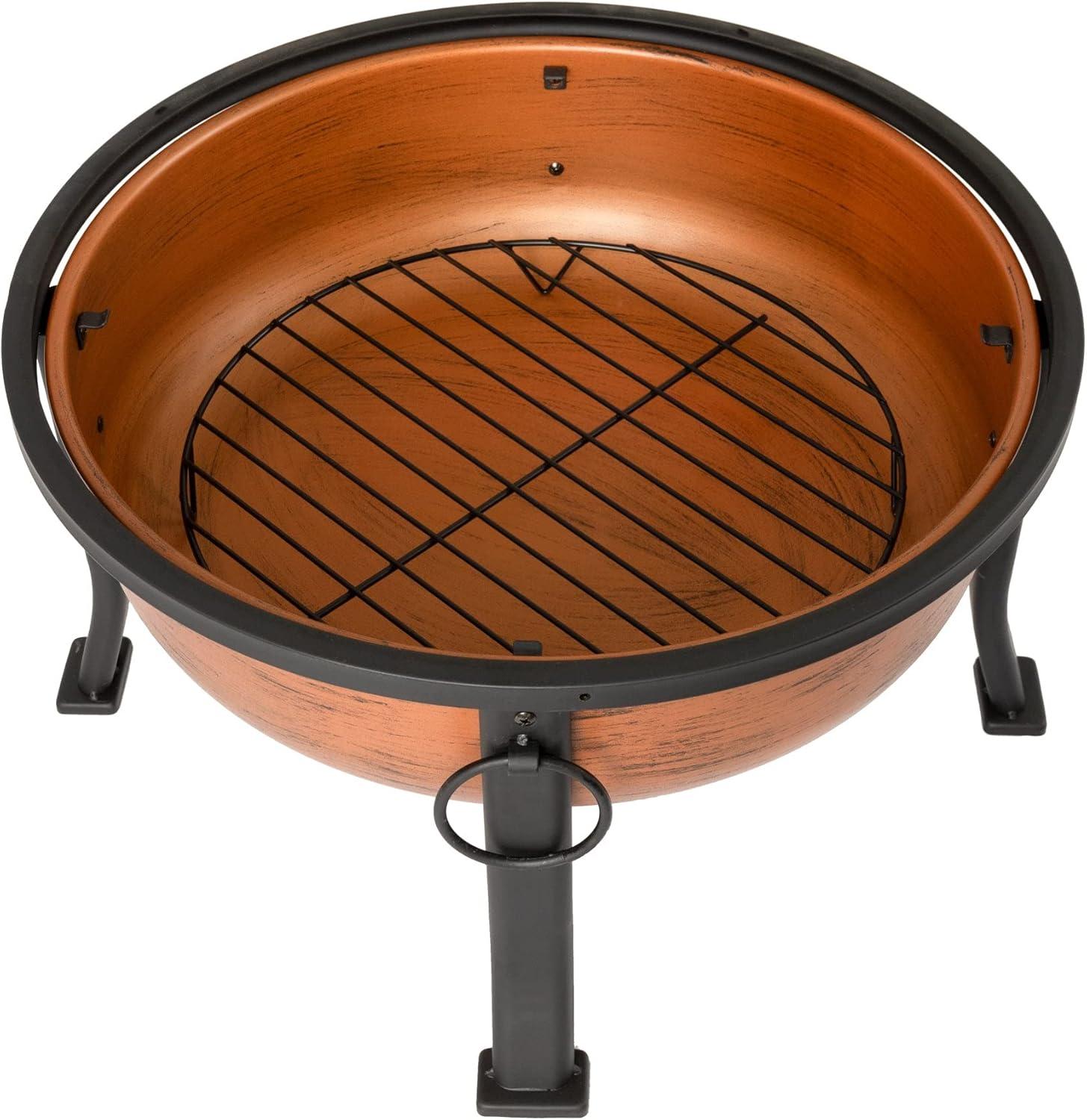 Fire Sense Lumina Firepit Copper Finish Fire Bowl Spark Screen & Screen Lift Tool Included-Round-24"