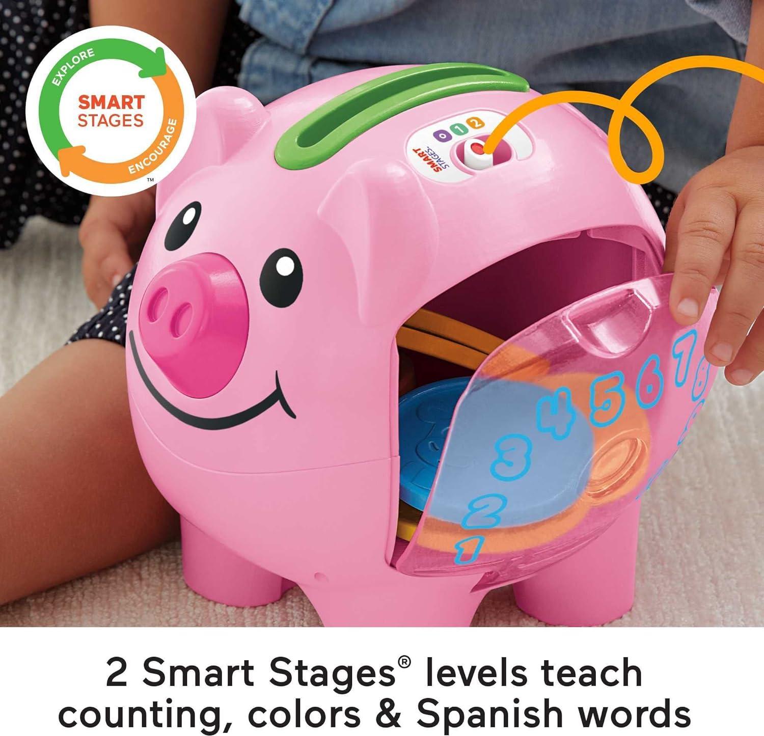 Fisher-Price Laugh & Learn Smart Stages Piggy Bank, Interactive Baby Toy