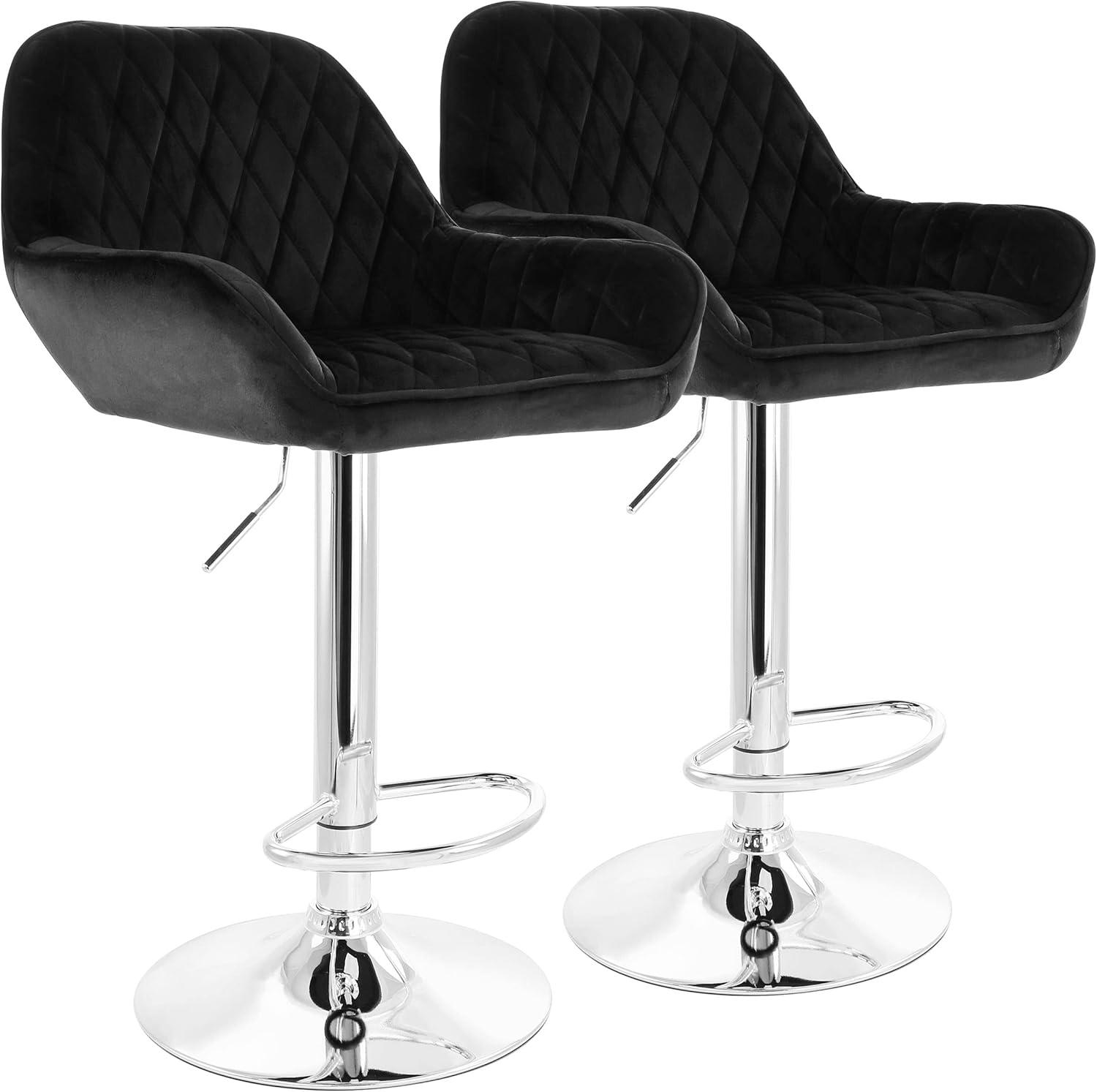 Elama 2 Piece Adjustable Velvet Bar Stool Set