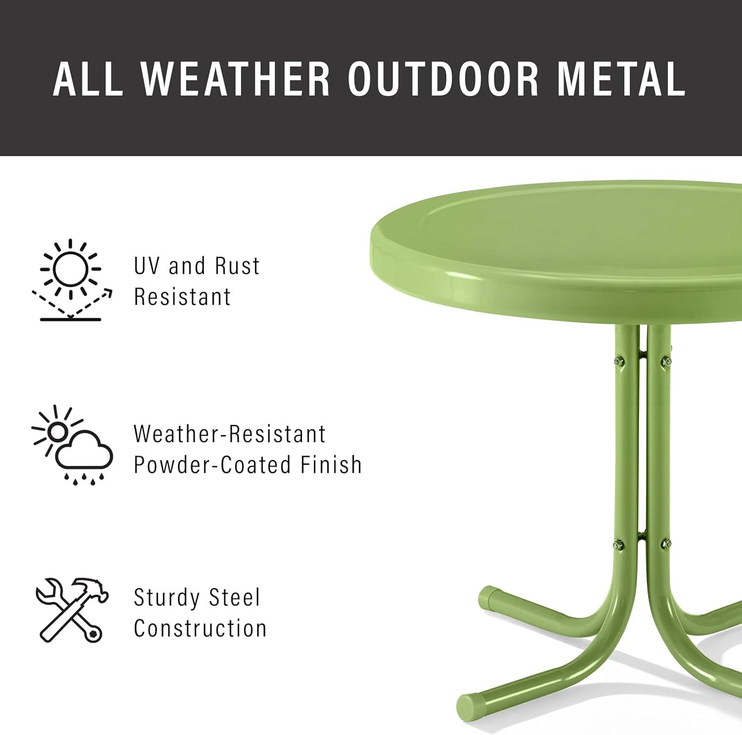 Crosley Retro Metal Patio Side Table Pastel Green Satin: Vintage Style, Round, Weather-Resistant