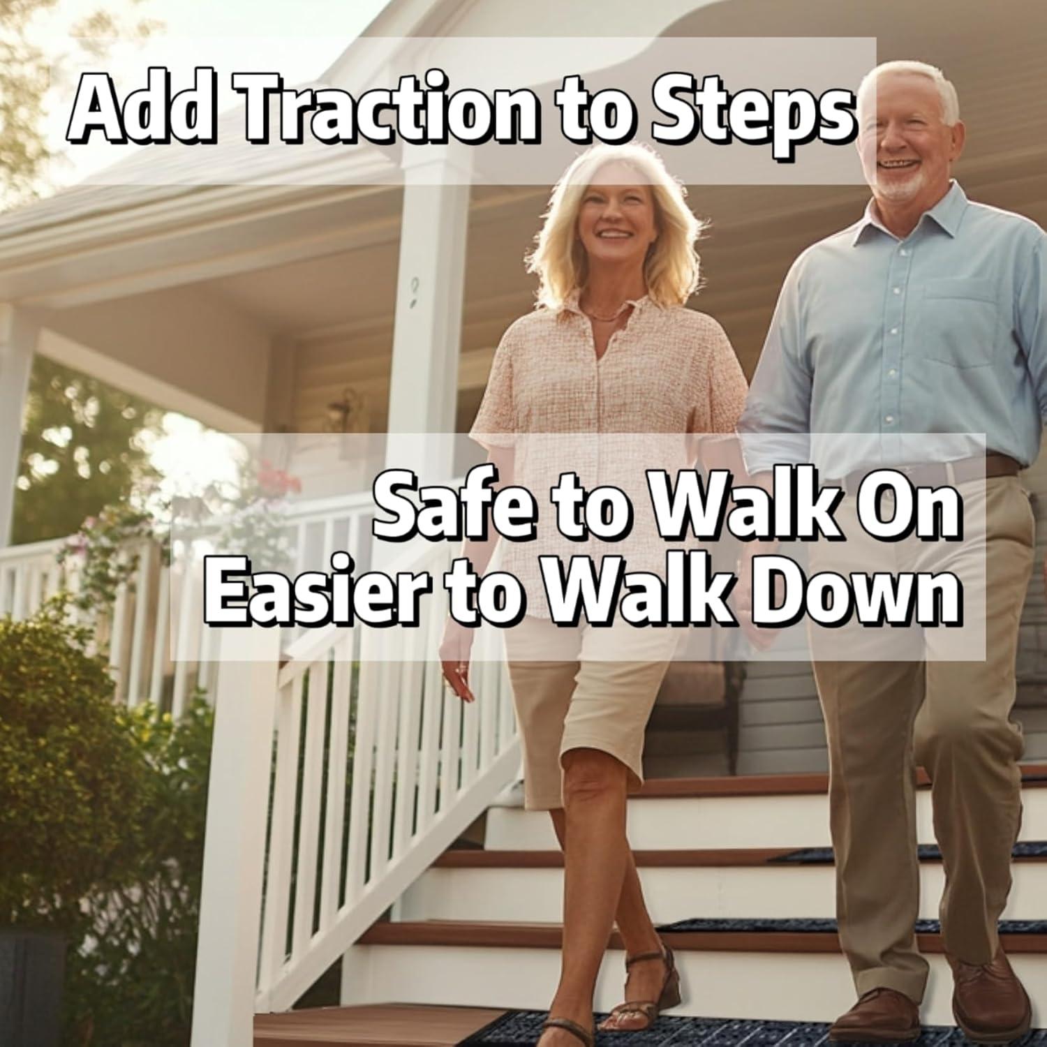 Aucuda 6pcs 8.5" x 30" Stair Treads Outdoor for Elders and Dogs on Wooden Steps, Non Slip Stair Runner Rug Heat Insulation Rubber Backing, Staircase Mat Carpet for Indoor Grip Farmhouse.