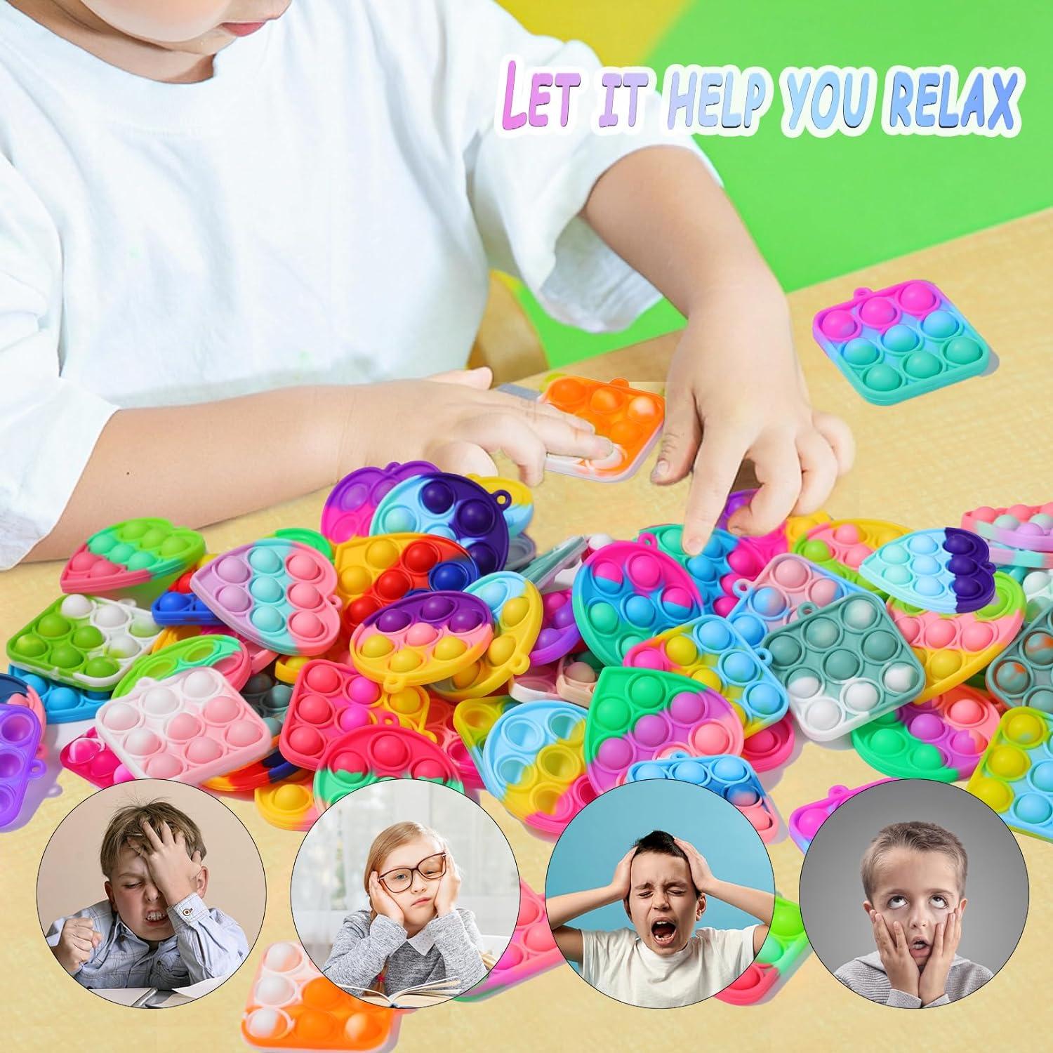 57PCS Party Favors for Kids, Fidget Toys Bulk Its Birthday Party Favors for Toddlers, Small Classroom Prizes Box Fidgets Toys, Goodie Bag Stuffers, Treasure Chest, Bubbles Poppers