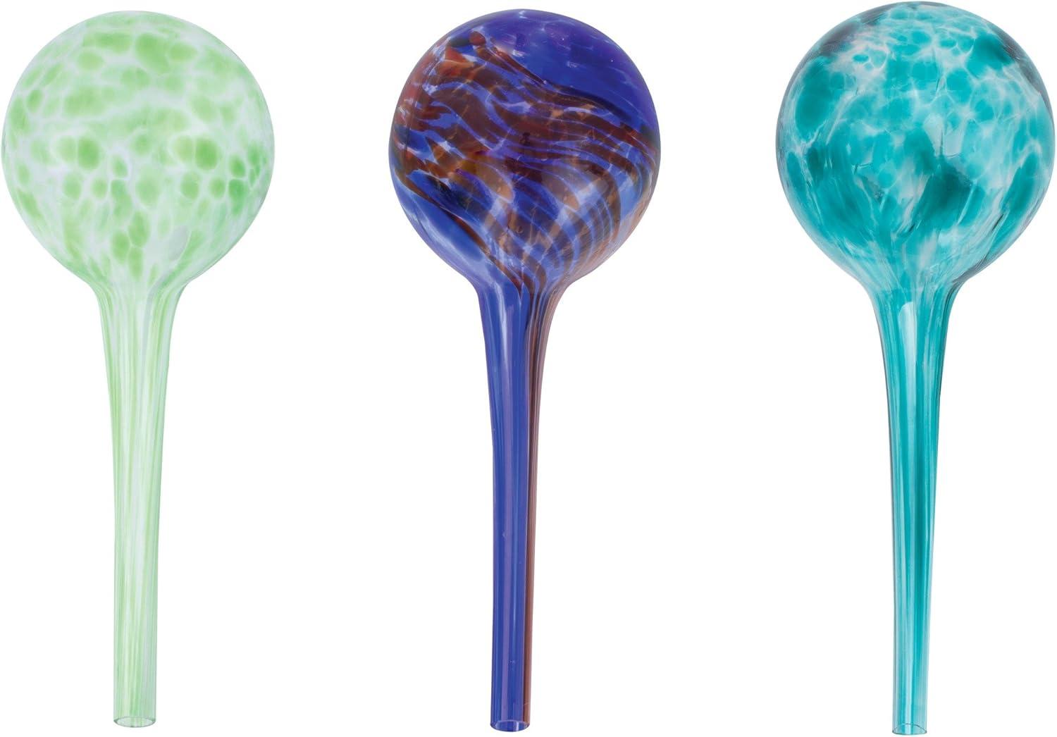 Plant Watering Globes Hand Blown Glass Self Watering Bulbs, Blue 3-Pack