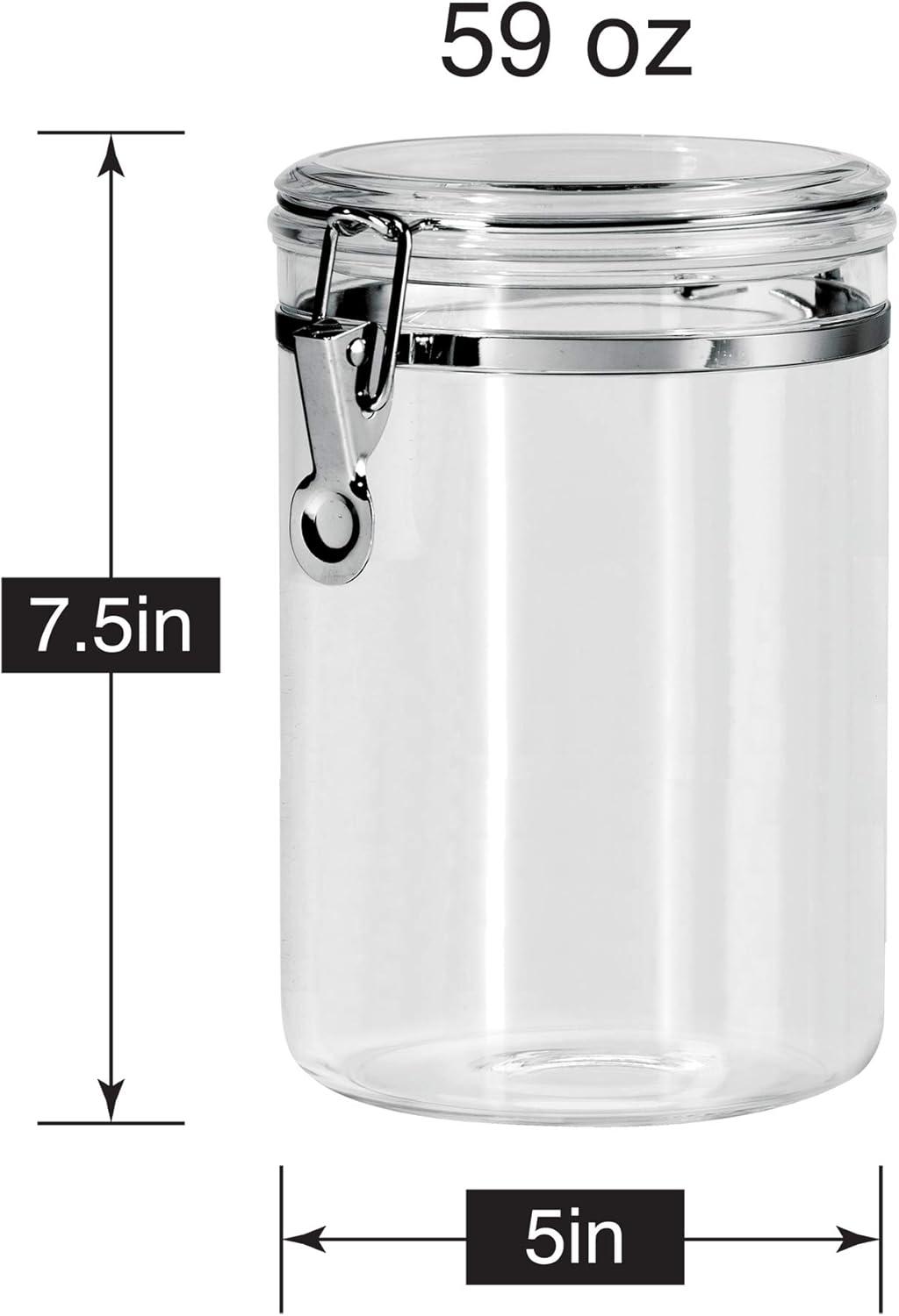 Clear BPA-Free Acrylic Canister with Locking Clamp, 59 oz