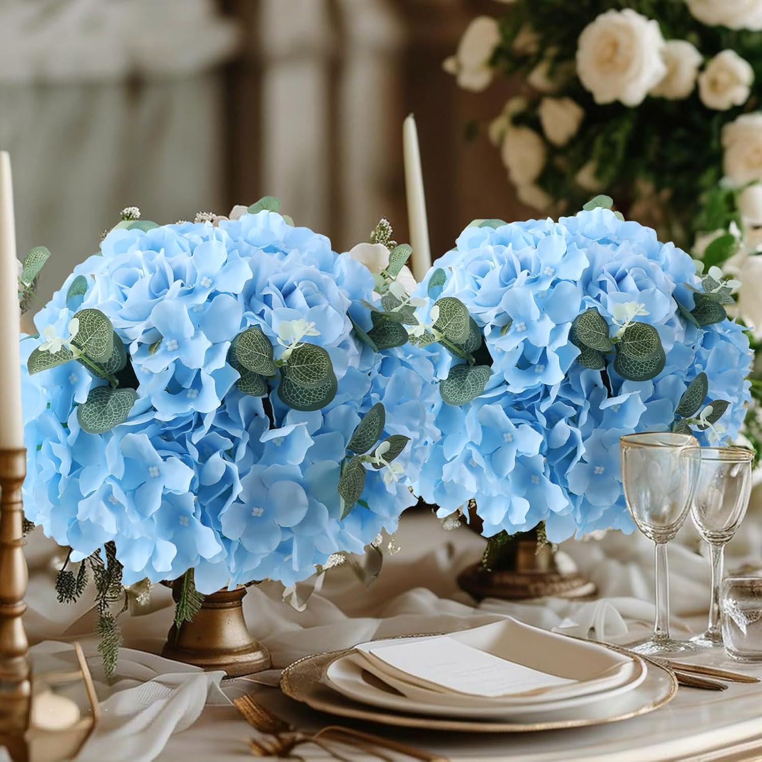 TITOUMI Hydrangea Silk Flowers Heads Blush Pack of 10 Full Hydrangea Flowers Artificial with Stems for Wedding Home Party Shop Baby Shower Décor