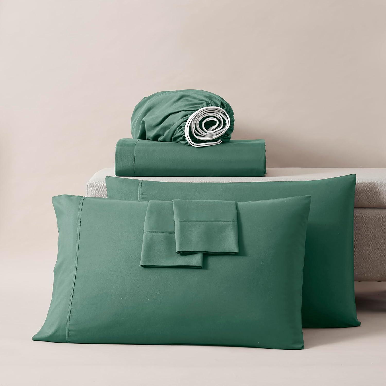 Hunter Green Microfiber King Deep Pocket Sheet Set