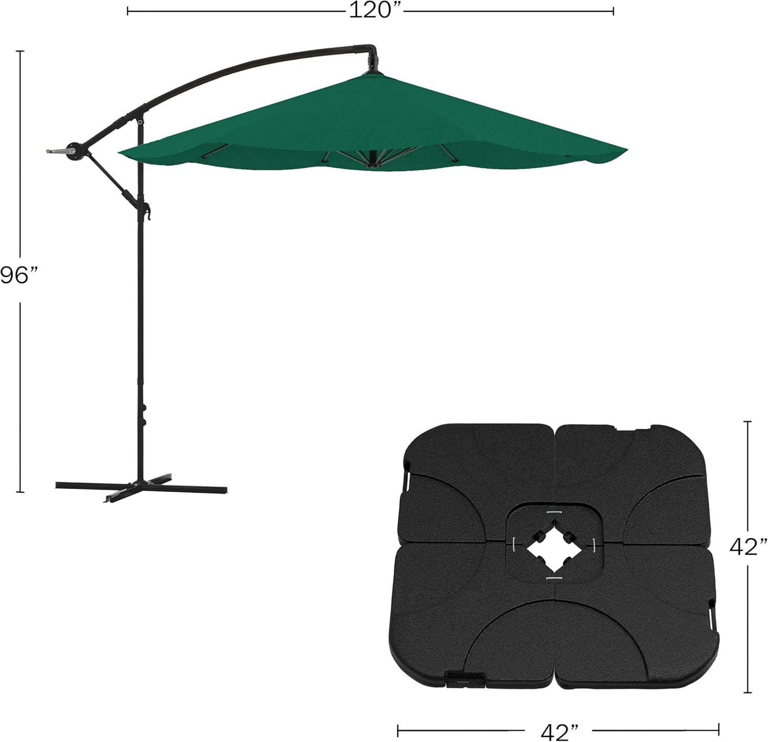 10 ft Hunter Green Aluminum Cantilever Patio Umbrella