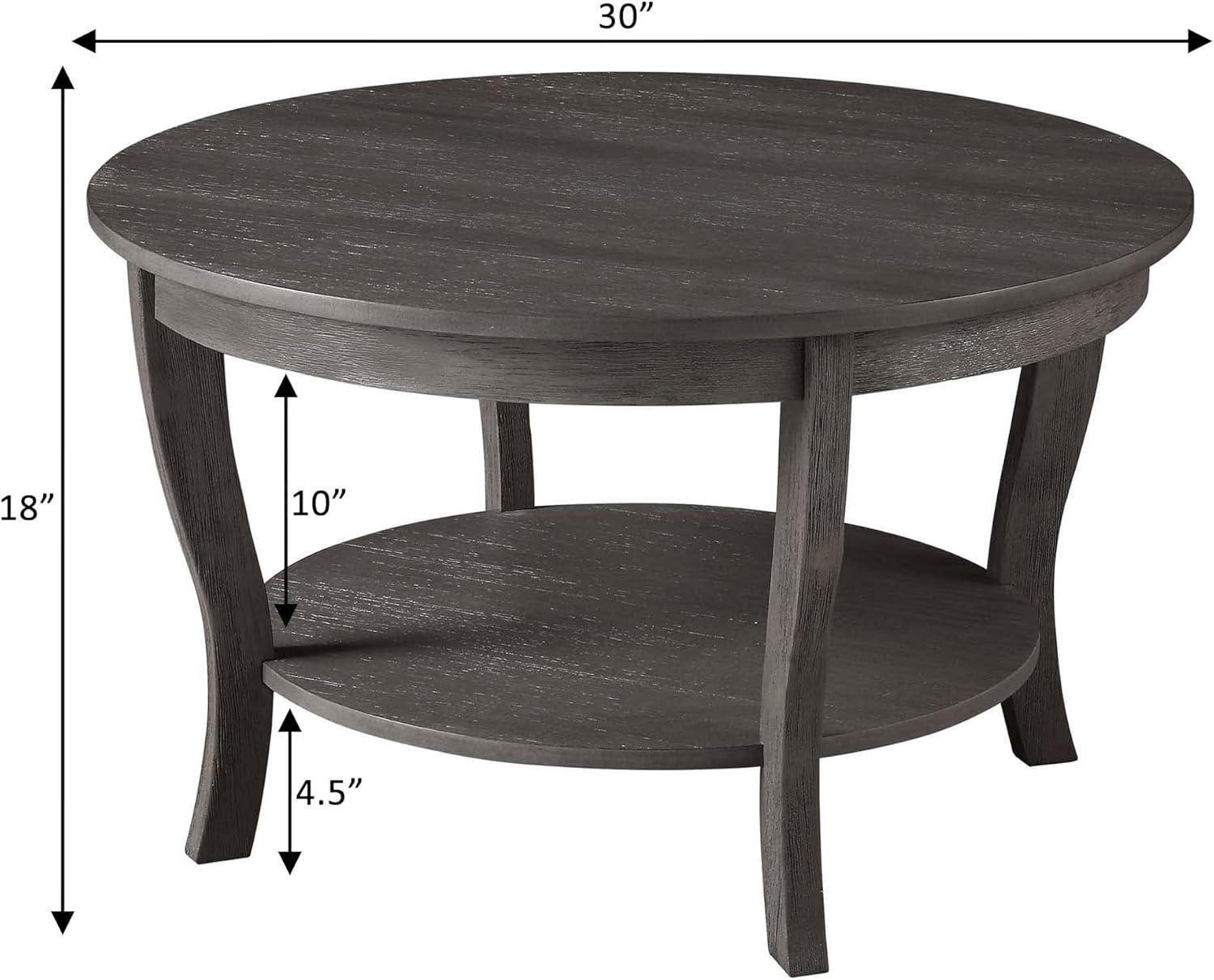 Convenience Concepts American Heritage Round Coffee Table 30" in Dark Gray Wood