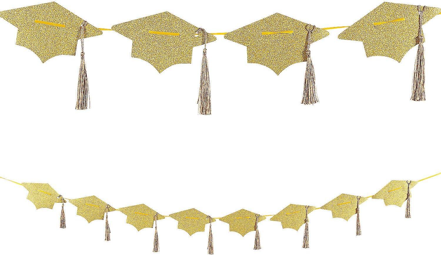 Yellow Glitter Graduation Cap and Tassel Party Garland