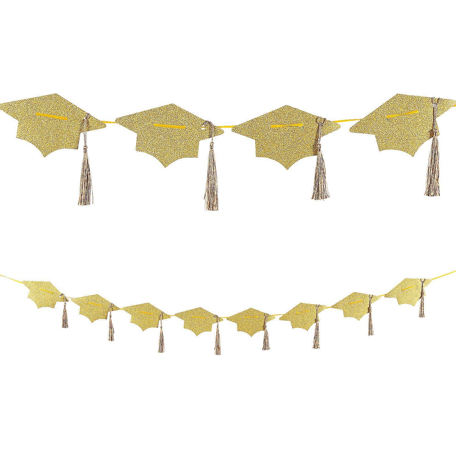 Yellow Glitter Graduation Cap and Tassel Party Garland