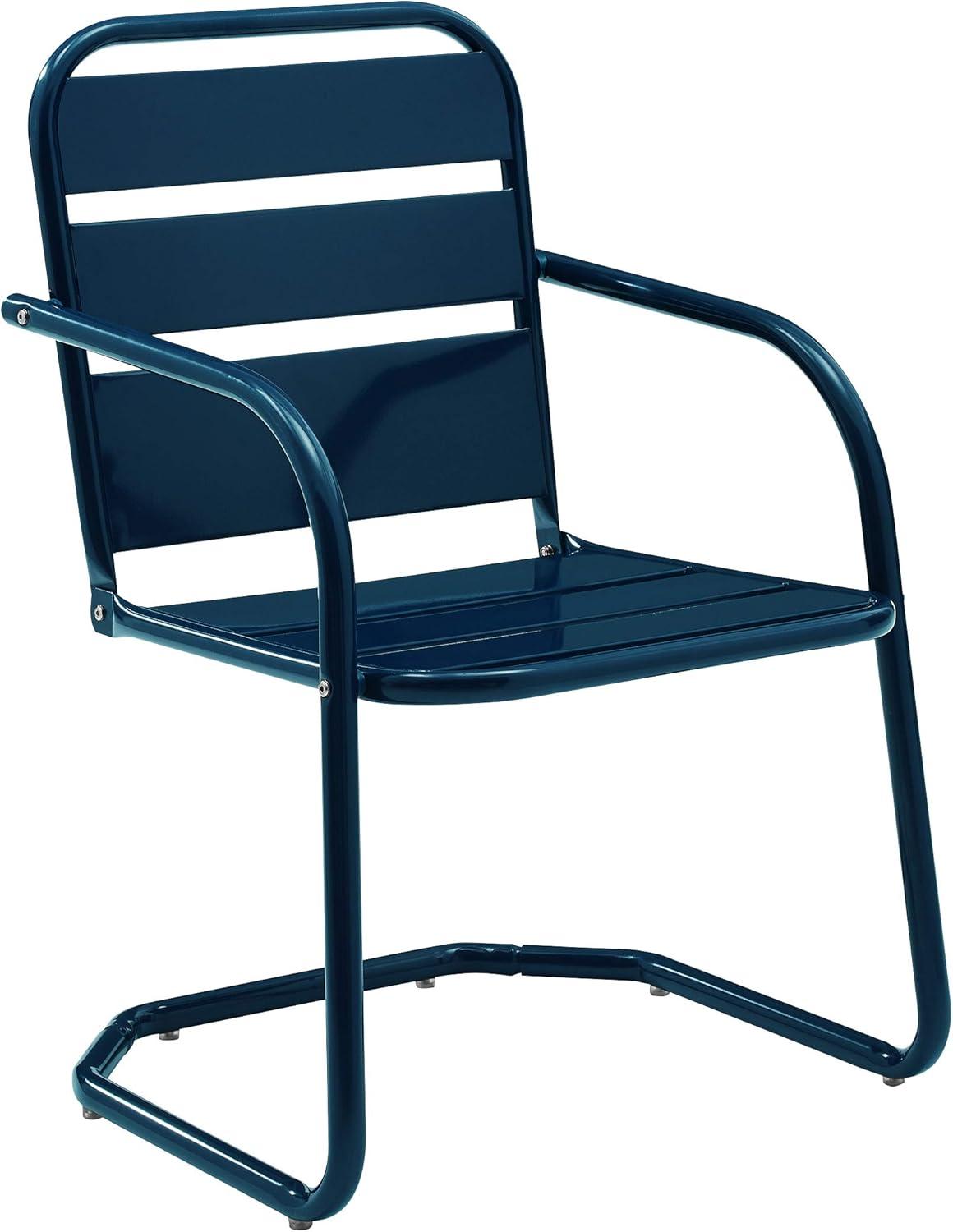 Brighton 2pc Metal Chair Set - Navy - Crosley