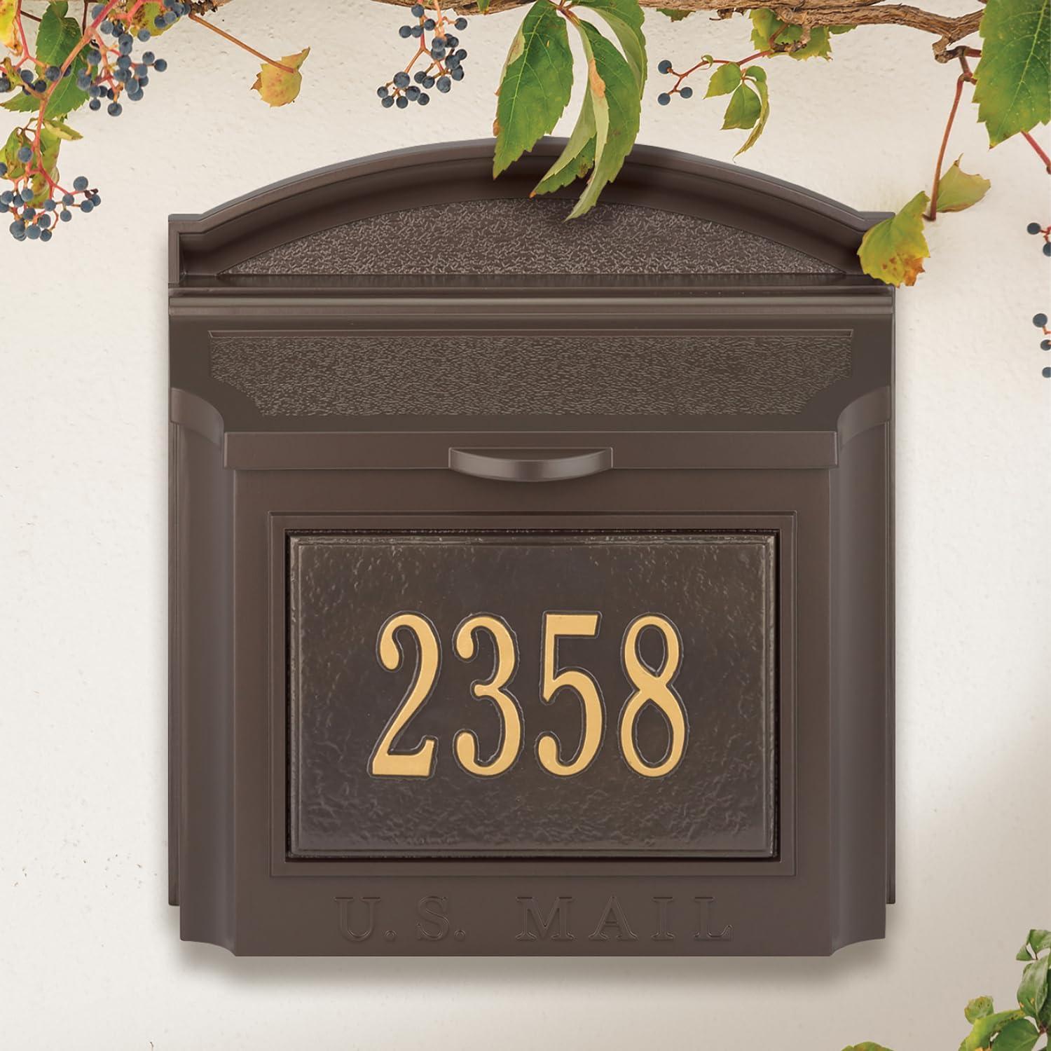 Large Bronze and Gold Lockable Aluminum Wall-Mounted Mailbox