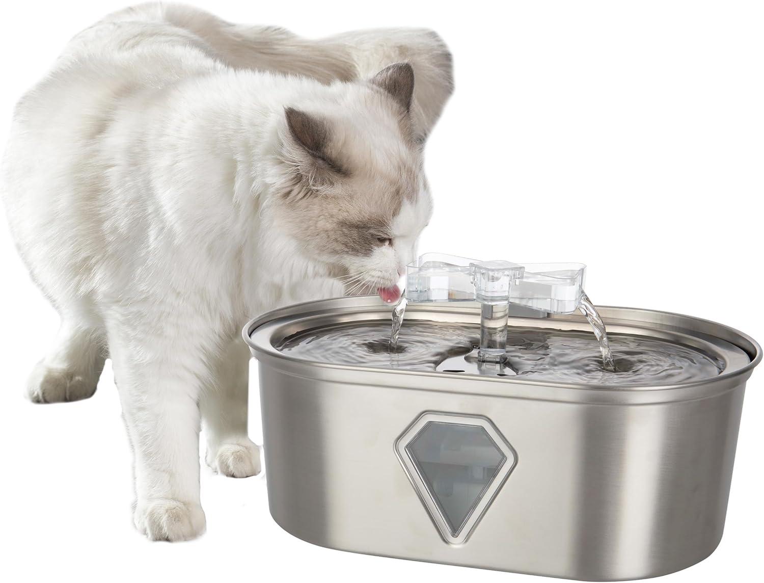 PETMAKER 118oz/3.5L Cat Water Fountain - Stainless Steel Cat Water Fountain