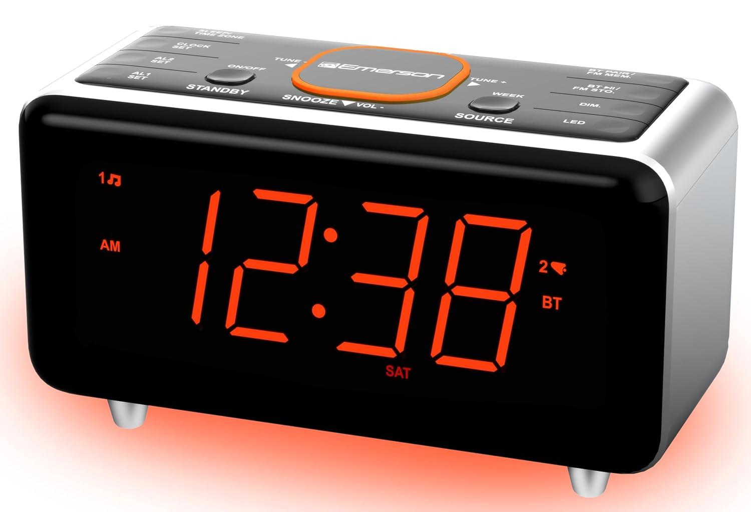 Emerson SmartSet Dual Alarm Clock Radio with Bluetooth Speaker and 1.4" Orange LED Display, CKS1521