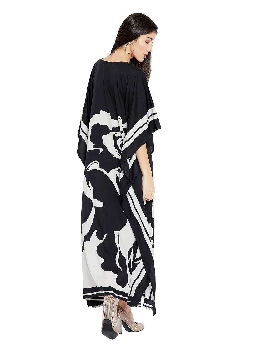 Caftan for Women Plus Size Black And White Kaftan Beach Swimsuit Cover Up Maxi House Dresses