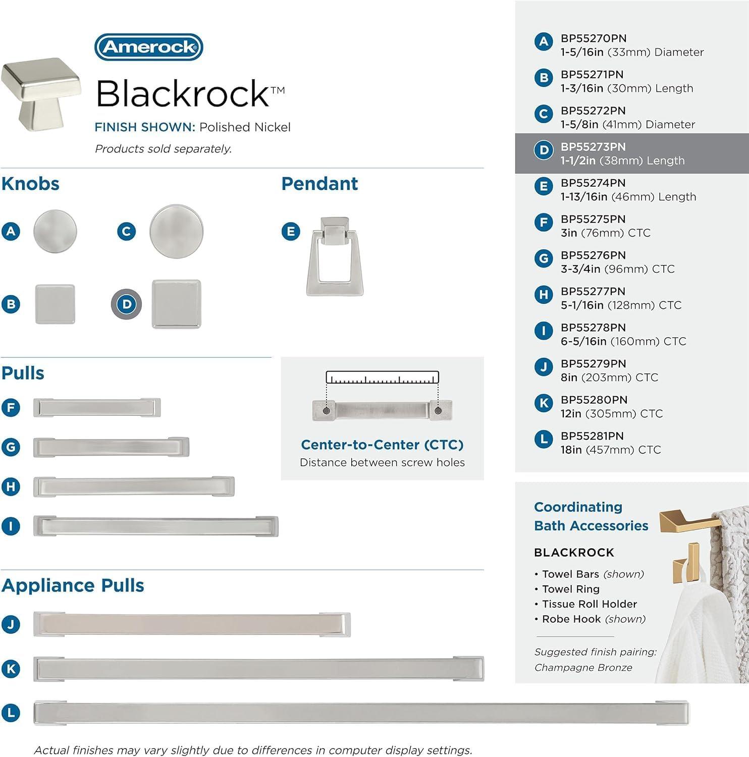 Blackrock 1 1/2" Length Square Knob