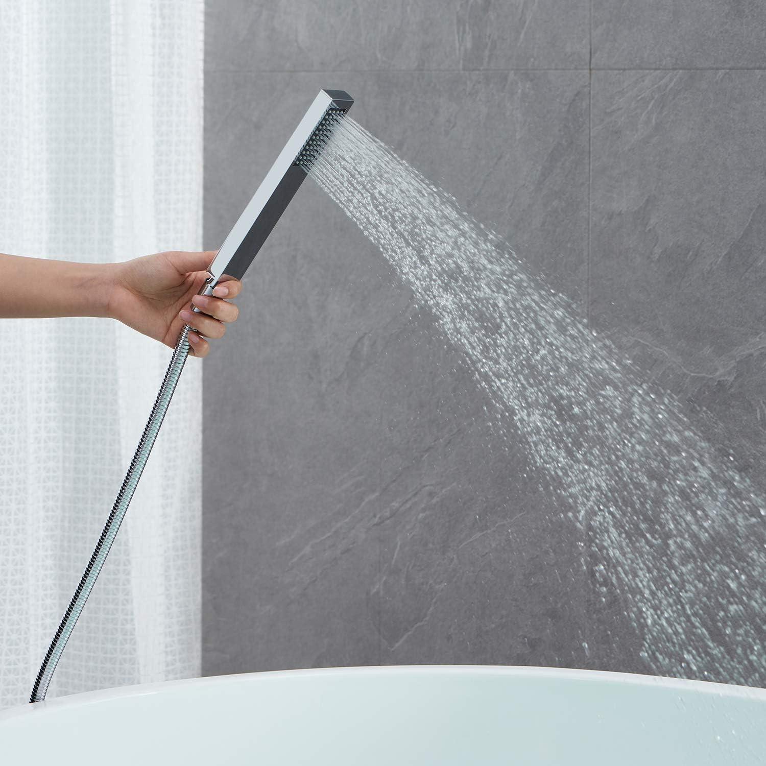 Chrome Freestanding Waterfall Tub Filler with Hand Shower