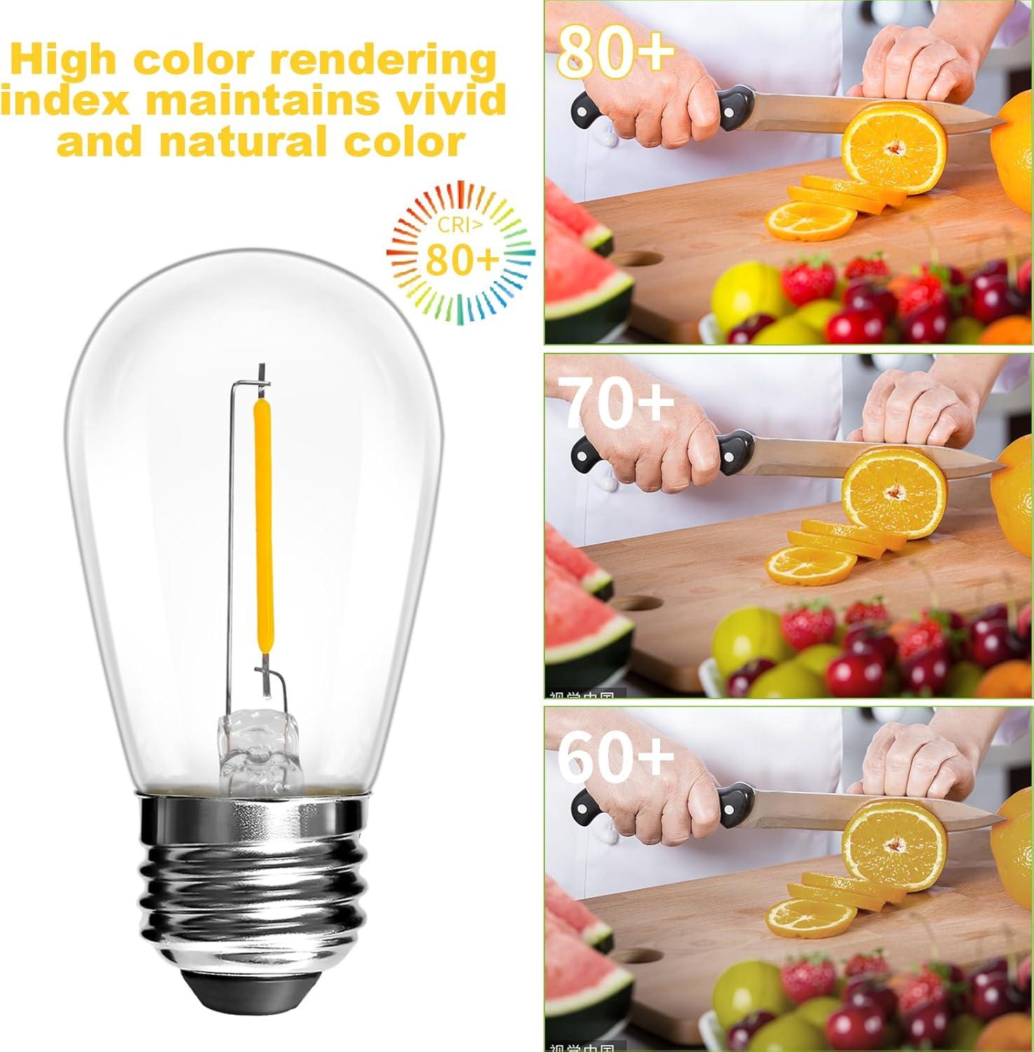 15-Pack Clear LED S14 Warm White Outdoor String Light Bulbs