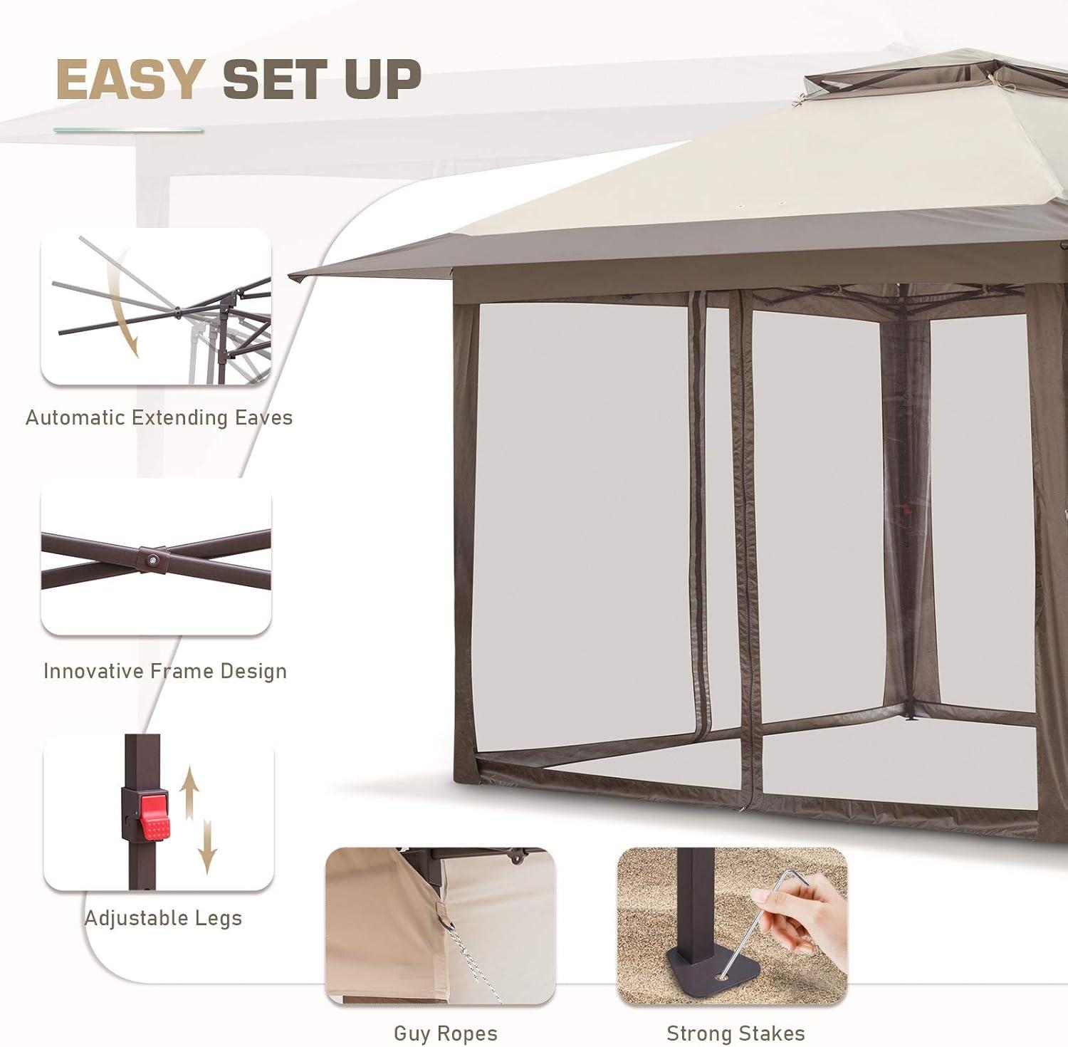 EAGLE PEAK Pop up Patio Gazebo 13 Ft. W x 13 Ft. D Metal Patio