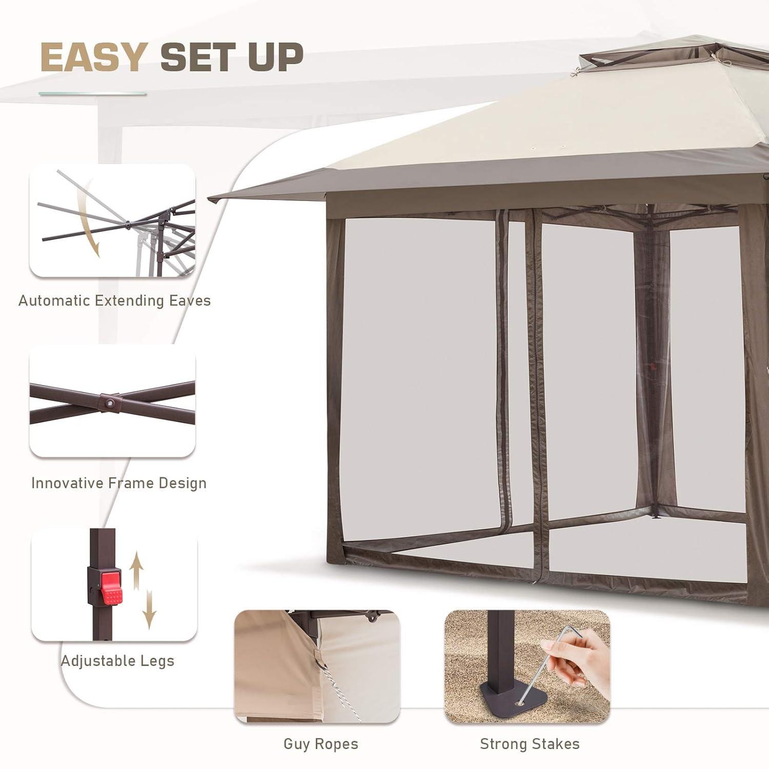 EAGLE PEAK Pop up Patio Gazebo 13 Ft. W x 13 Ft. D Metal Patio