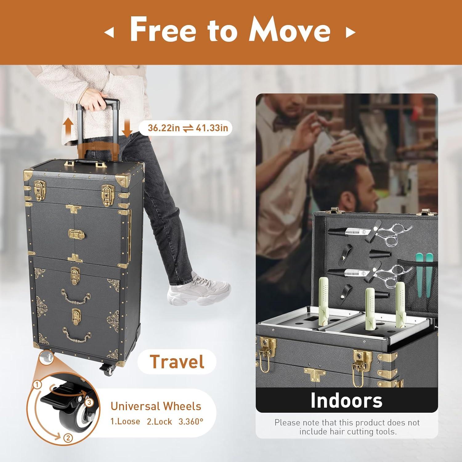 YaoTown Lockable Hairdressing Organizer Tool Box with Hair Dryer Holder
