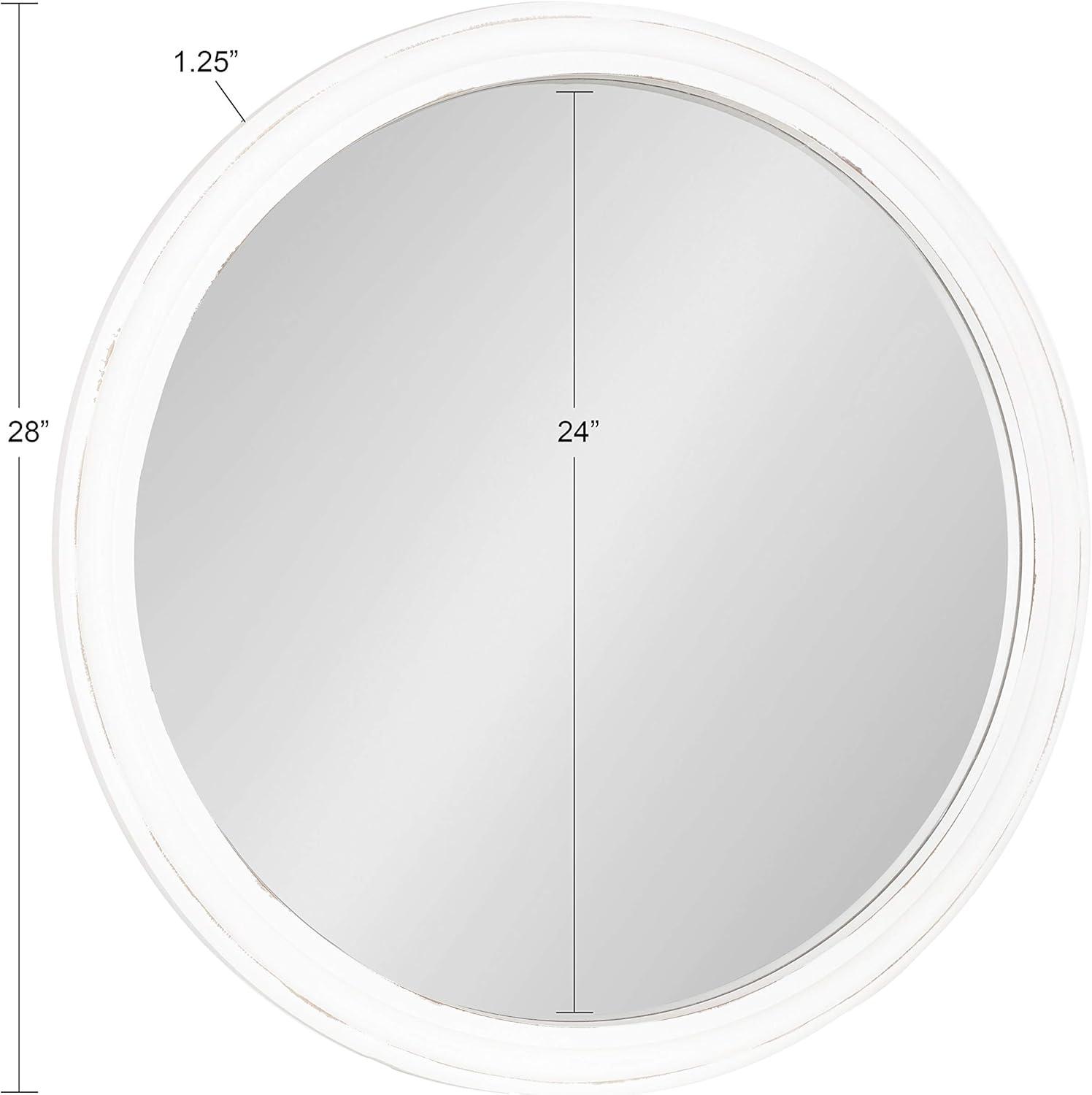 WallBeyond 28" Wood Round Mirror White