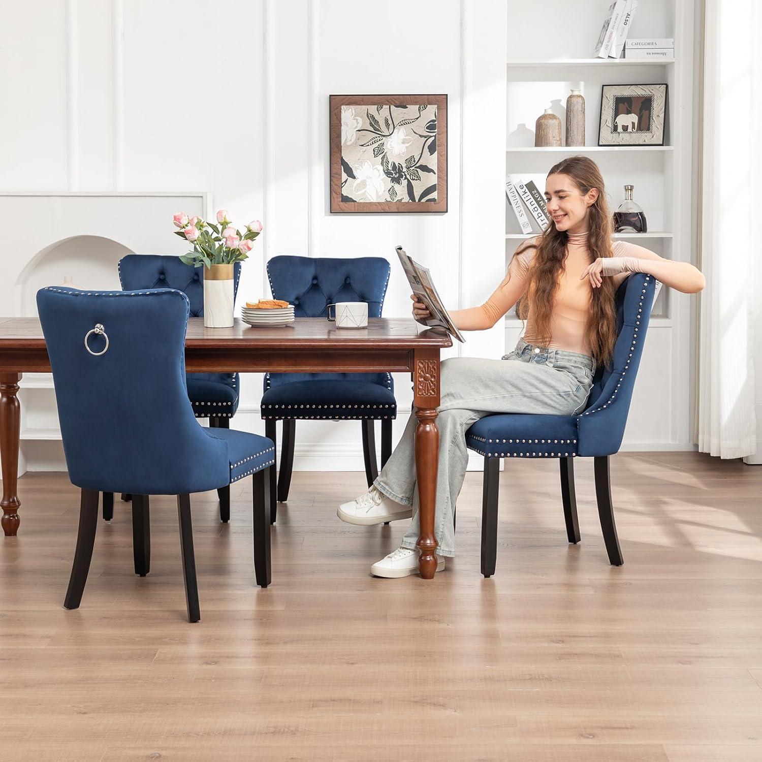 Rosdorf Park Velvet Kitchen Upholstered Dining Chair (Set of 4)