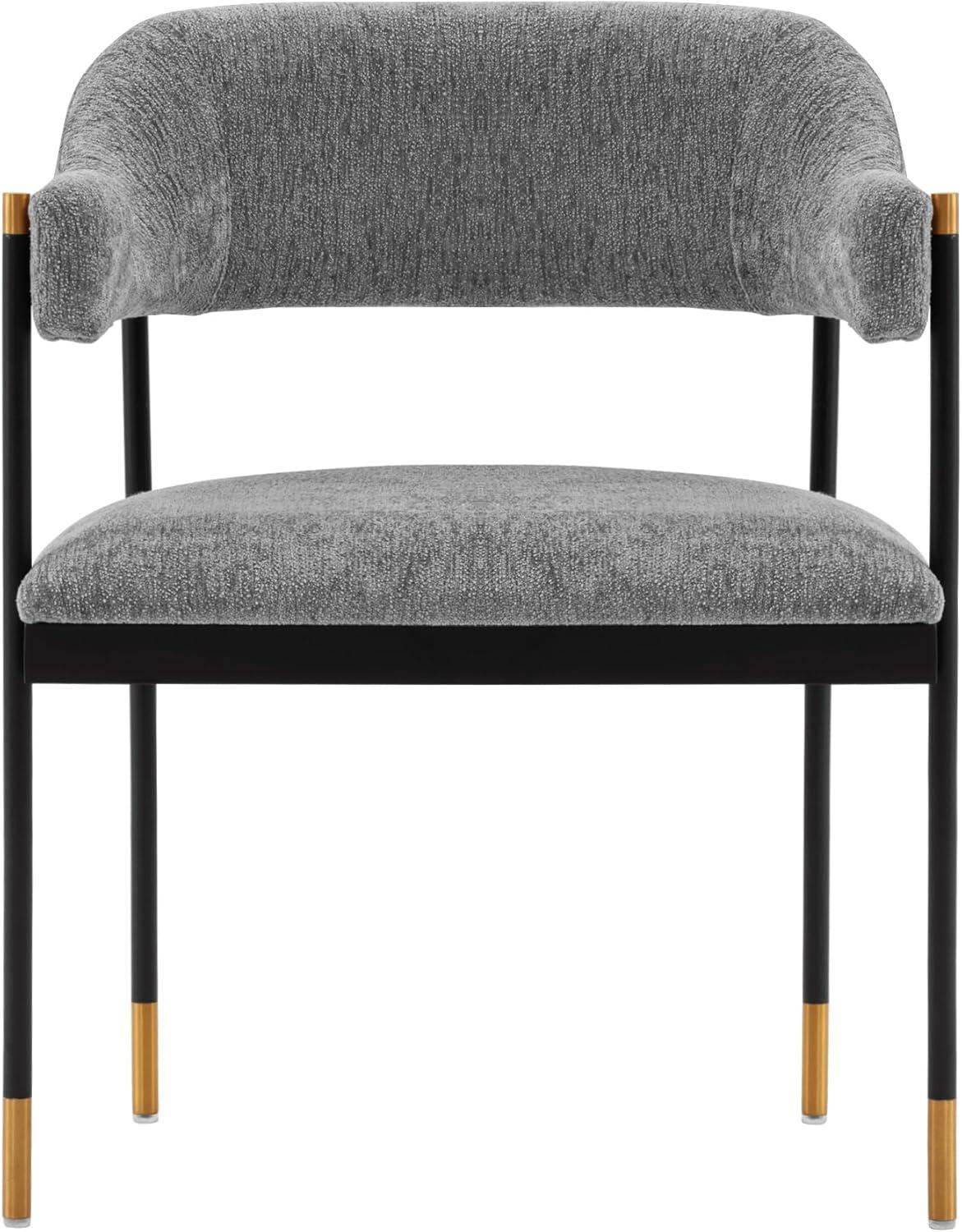 Lia Modern Boucle Upholstered Dining Armchair Gray - Manhattan Comfort: Brushed Gold Accents, No Assembly Required